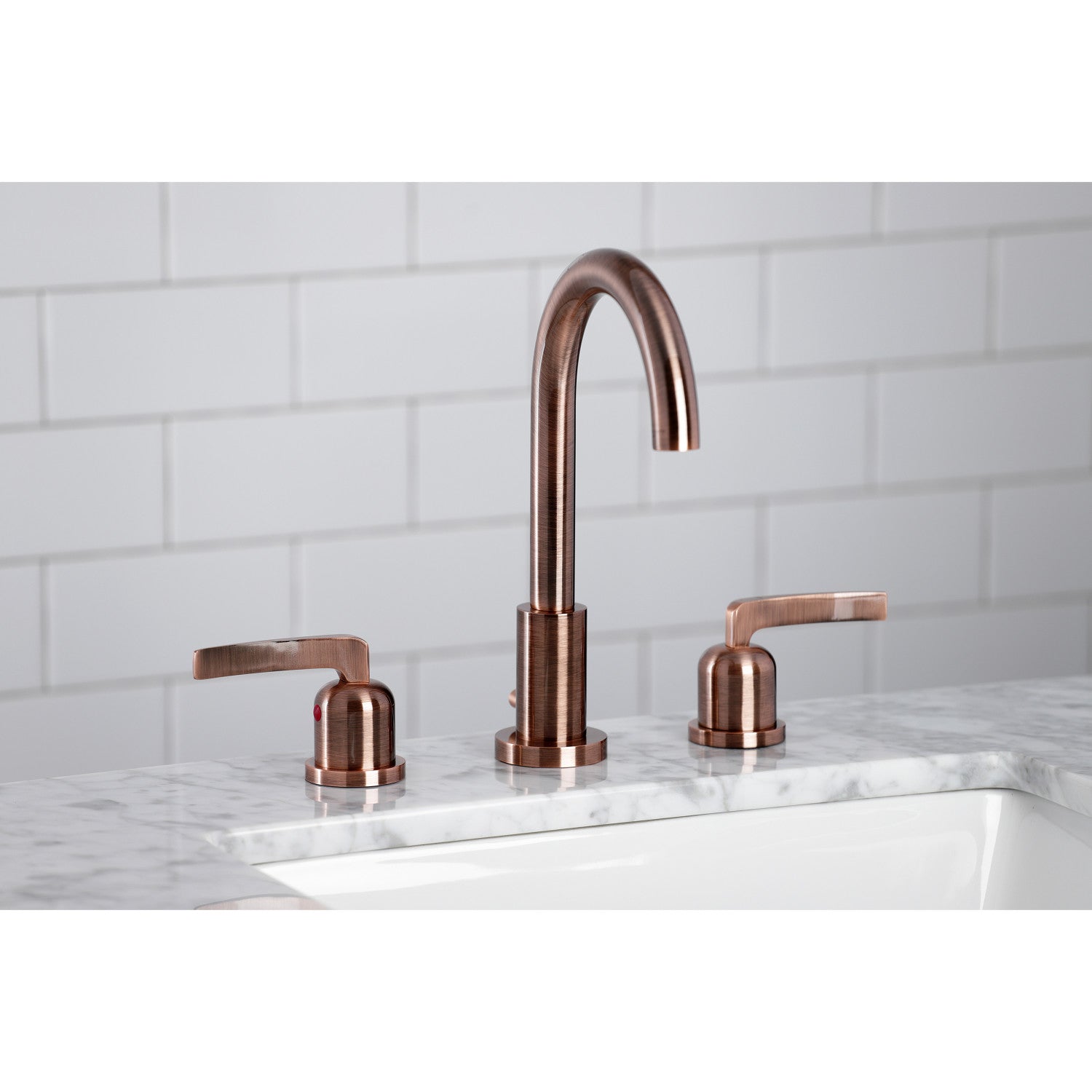 Kingston Sona FSC892EFLAC - Centurion Two-Handle 3-Hole Deck Mount Widespread Bathroom Faucet with Brass Pop-Up, Antique Copper — thumbnail 2