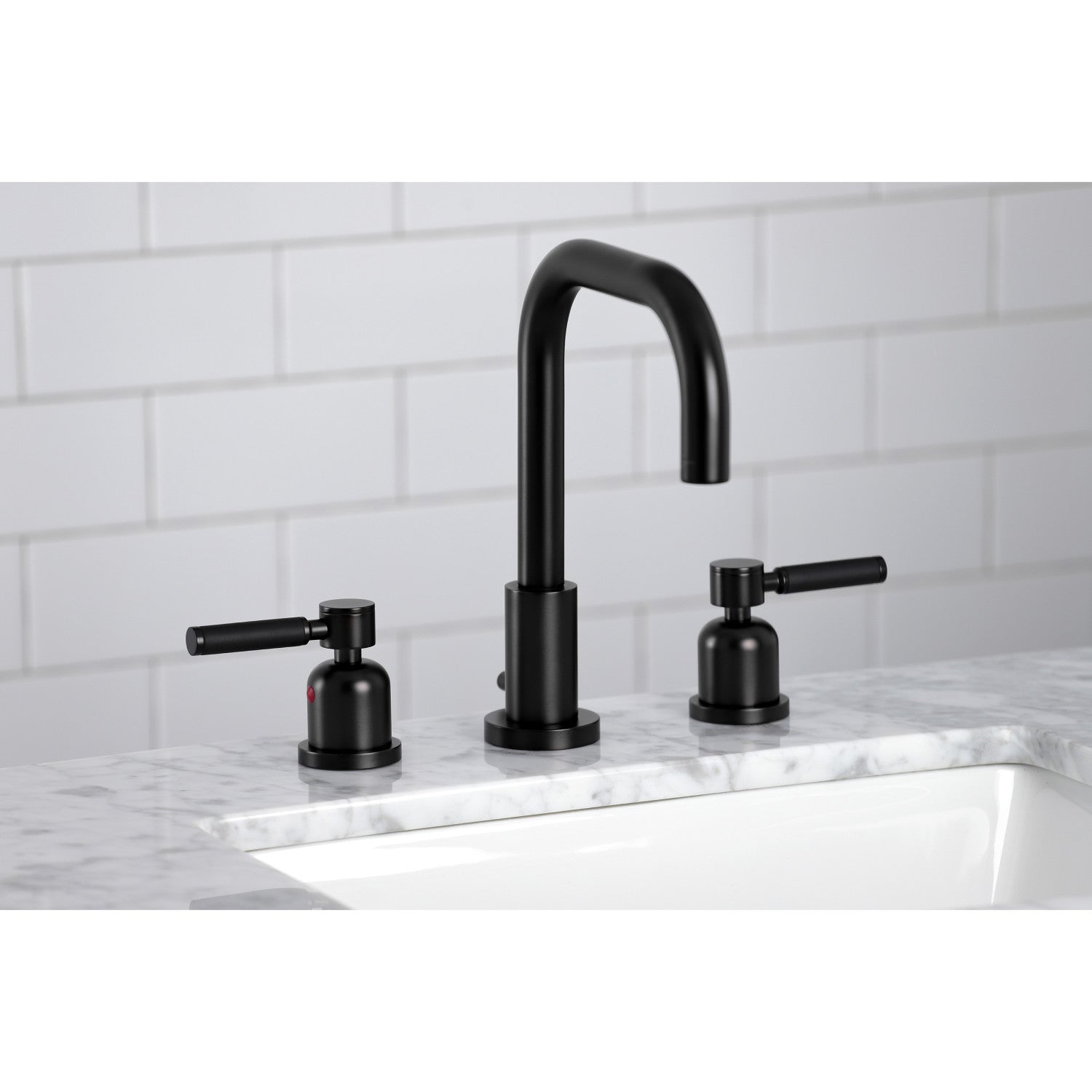 Kingston Sona FSC8930DKL - Kaiser Widespread Bathroom Faucet with Brass Pop-Up, Matte Black — thumbnail 2