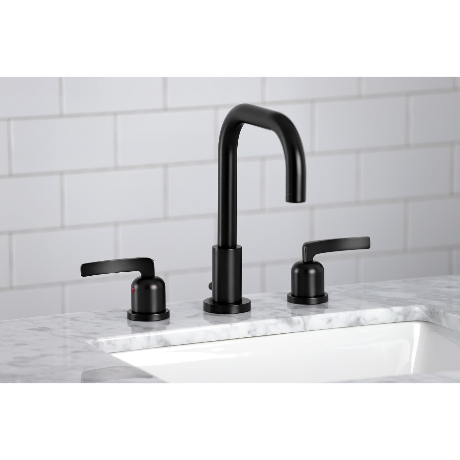 Kingston Sona FSC8930EFL - Centurion Two-Handle 3-Hole Deck Mount Widespread Bathroom Faucet with Brass Pop-Up, Matte Black — thumbnail 2