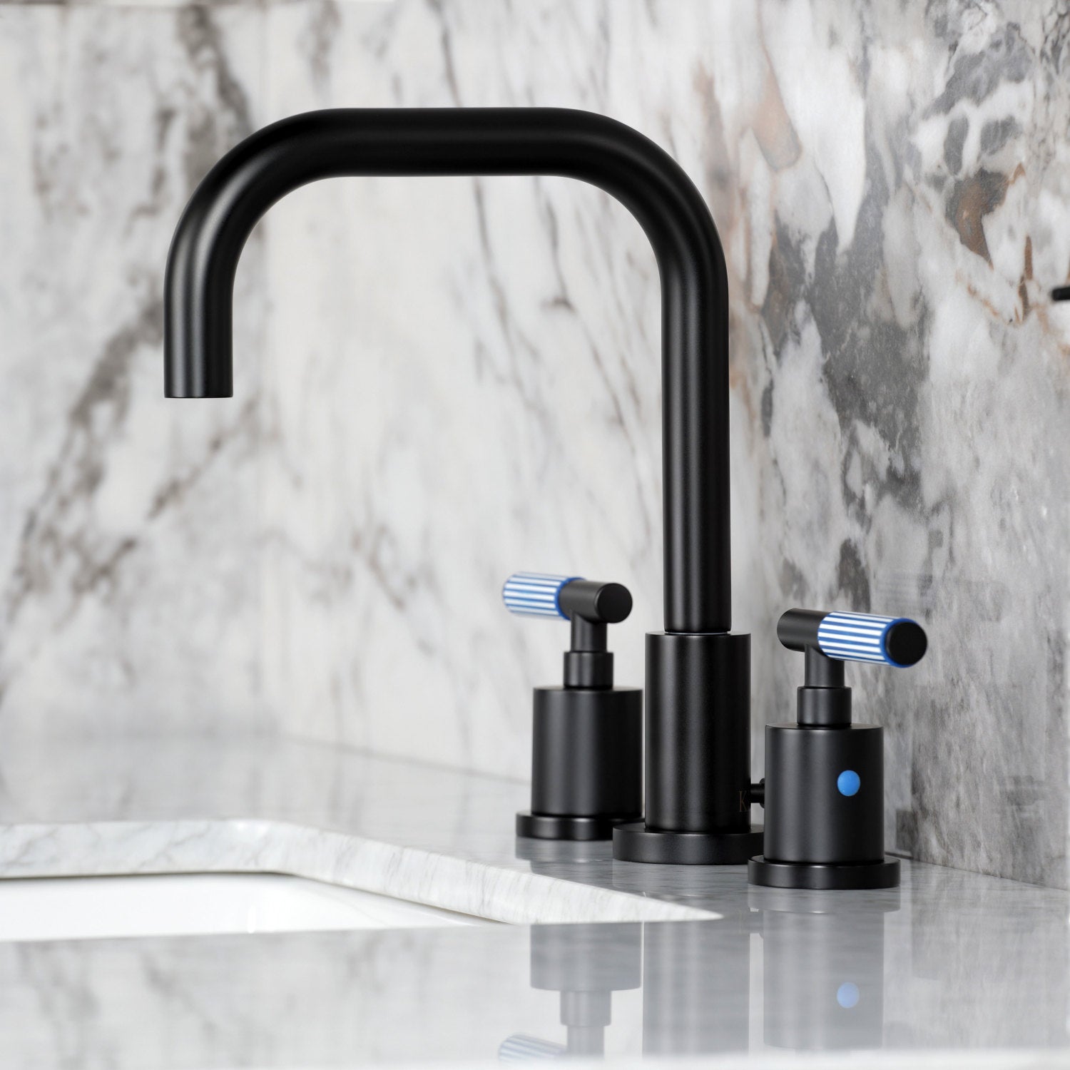 Kingston Sona FSC8930KPS - Verona Widespread Bathroom Faucet with Brass Pop-Up, Matte Black — thumbnail 2