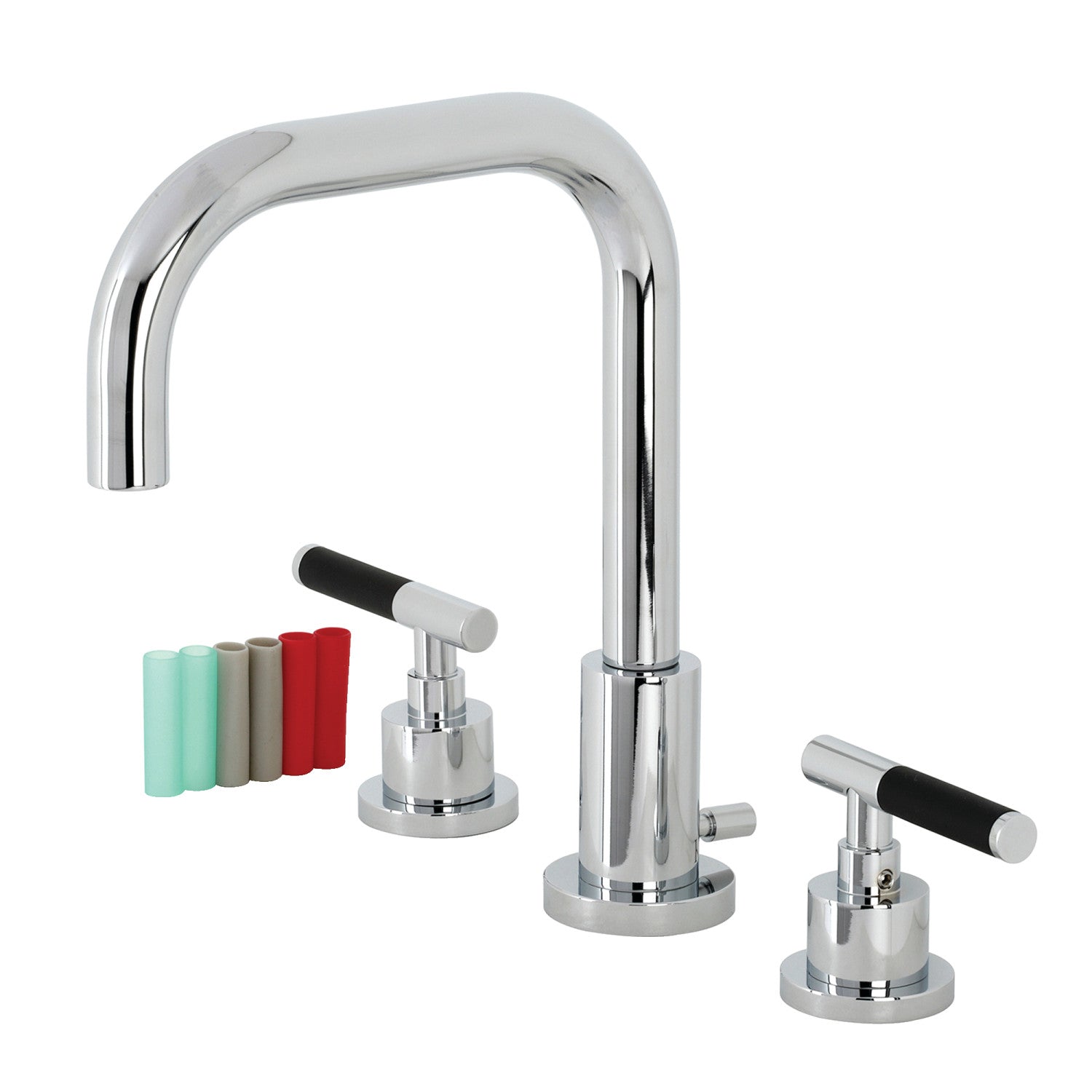 Kingston Sona FSC8931CKL - Kaiser Two-Handle 3-Hole Deck Mount Widespread Bathroom Faucet with Brass Pop-Up, Polished Chrome