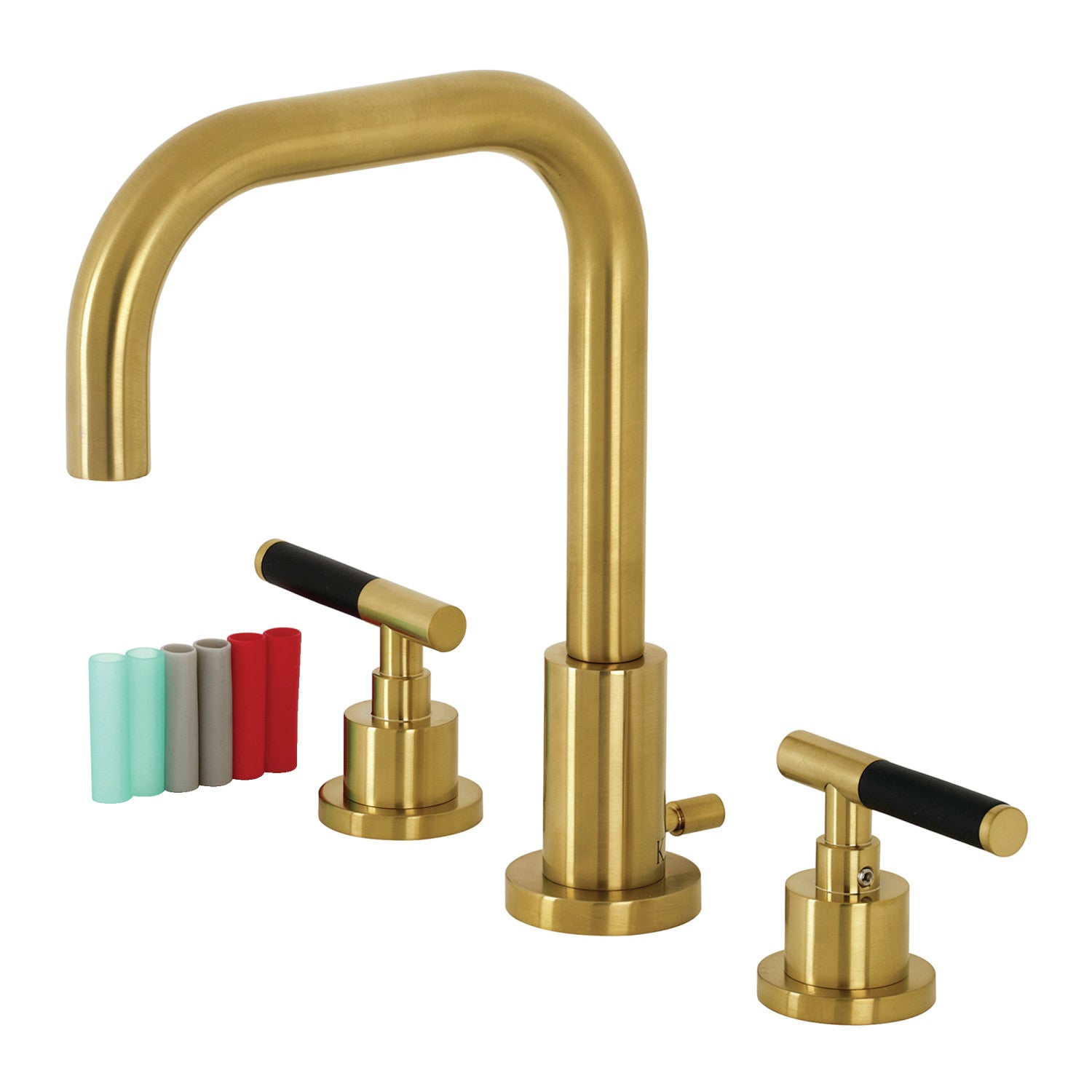 Kingston Sona FSC8933CKL - Kaiser Two-Handle 3-Hole Deck Mount Widespread Bathroom Faucet with Brass Pop-Up, Brushed Brass