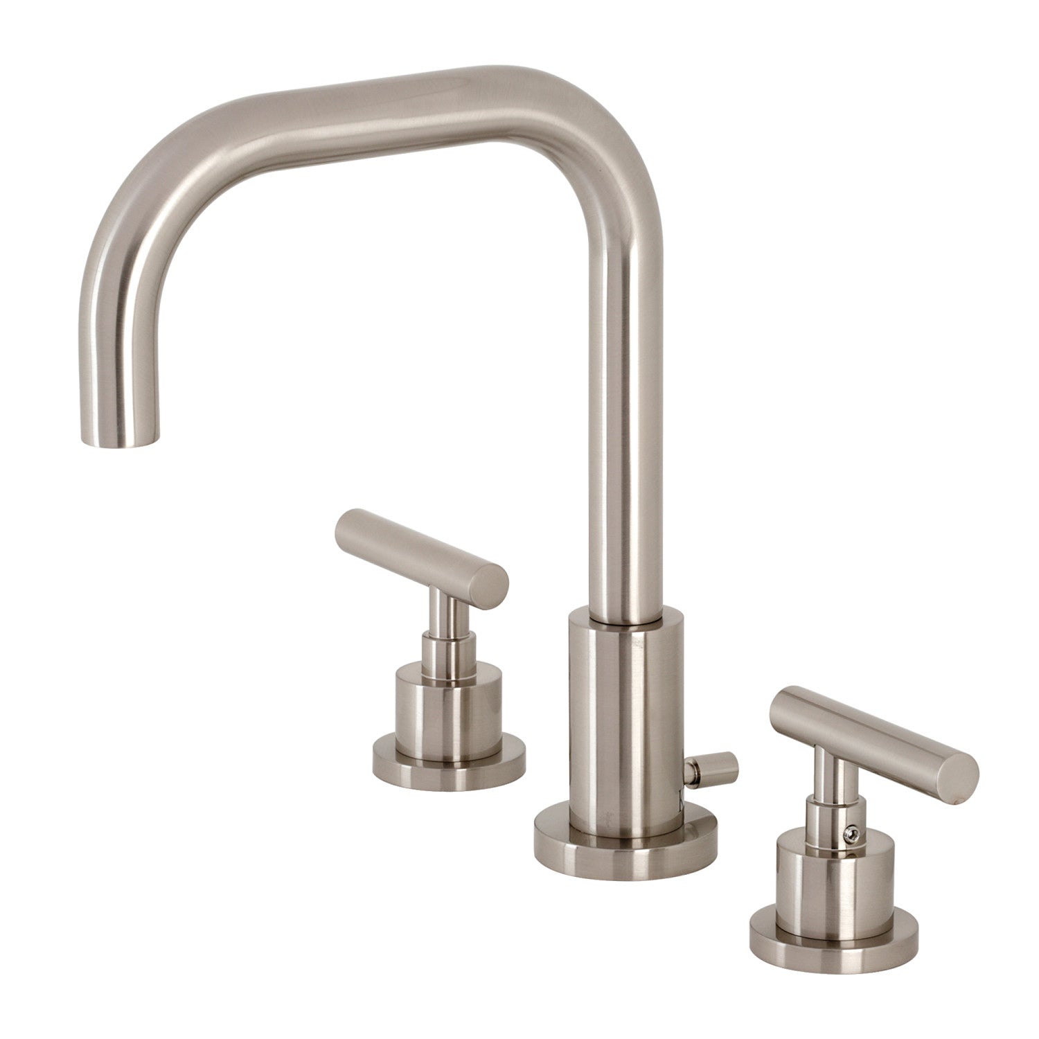 Kingston Sona FSC8938CML - Manhattan Two-Handle 3-Hole Deck Mount Widespread Bathroom Faucet with Brass Pop-Up, Brushed Nickel