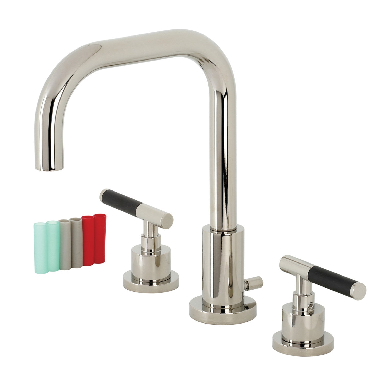 Kingston Sona FSC8939CKL - Kaiser Two-Handle 3-Hole Deck Mount Widespread Bathroom Faucet with Brass Pop-Up, Polished Nickel