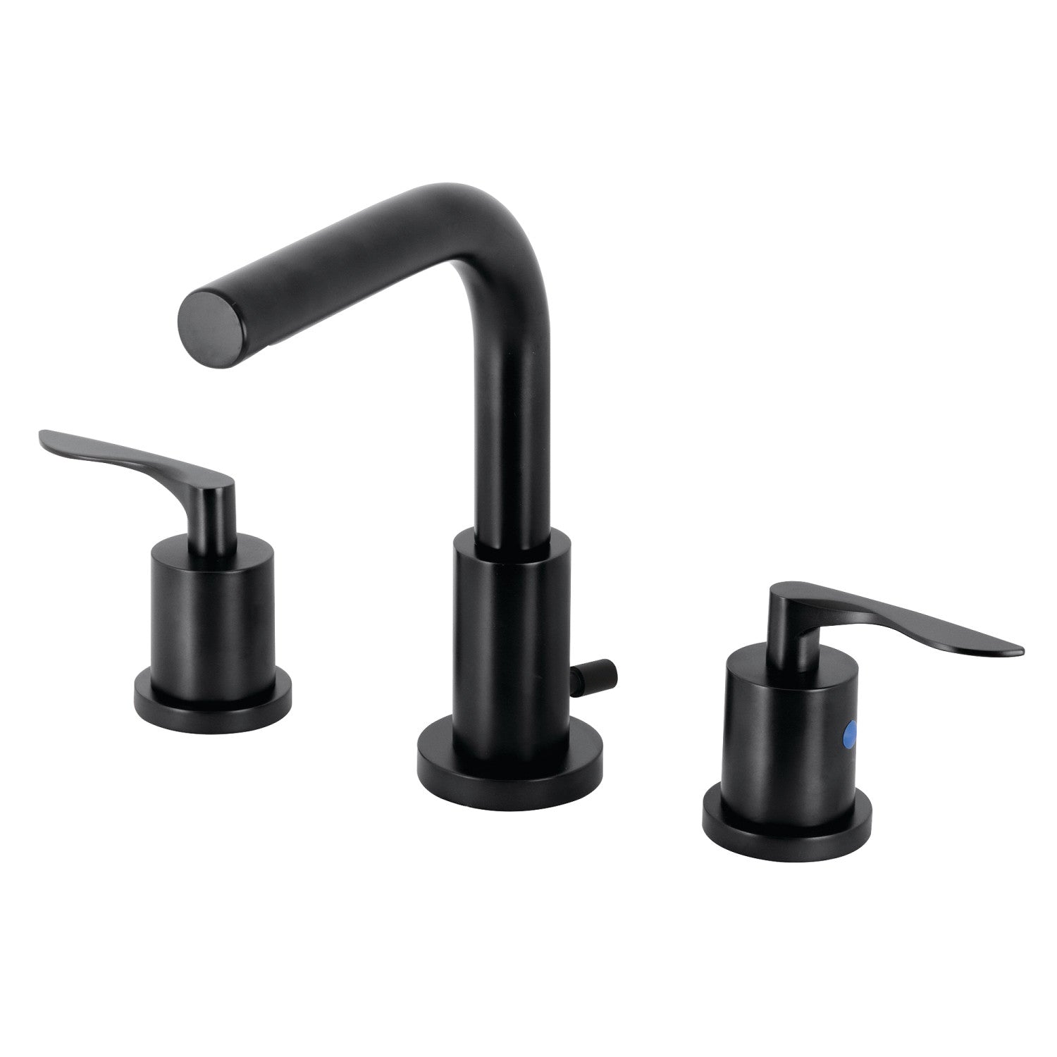 Kingston Tulare FSC8950SVL - Serena Two-Handle 3-Hole Deck Mount Widespread Bathroom Faucet with Brass Pop-Up, Matte Black