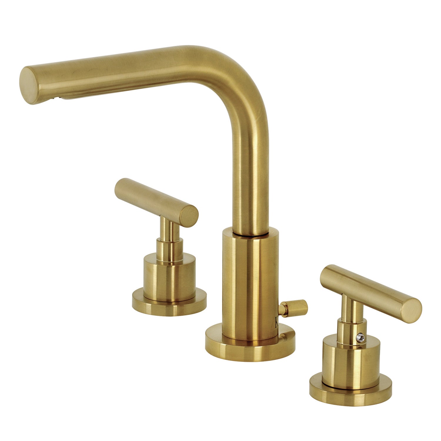 Kingston Sona FSC8953CML - Manhattan Two-Handle 3-Hole Deck Mount Widespread Bathroom Faucet with Brass Pop-Up, Brushed Brass