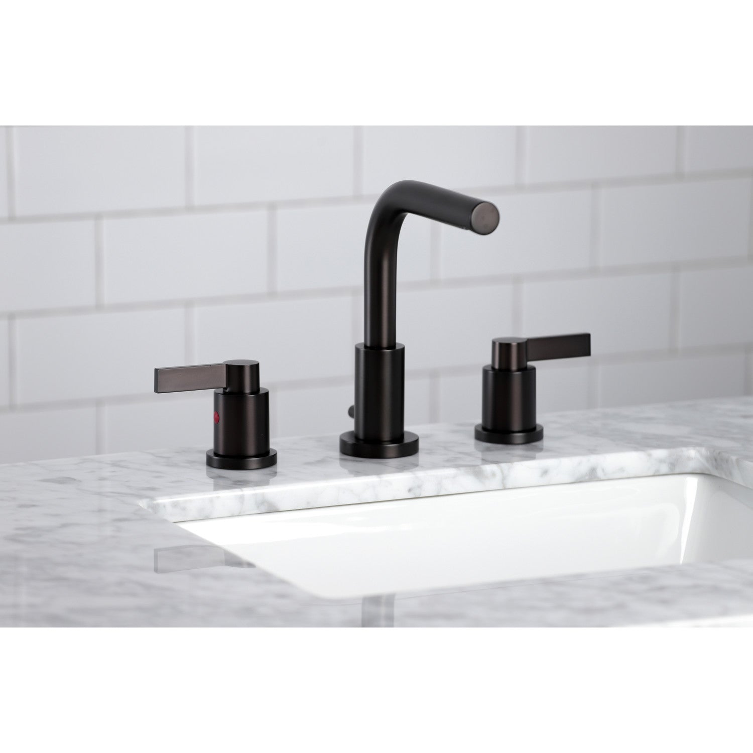 Kingston Sona FSC8955NDL - NuvoFusion Two-Handle 3-Hole Deck Mount Widespread Bathroom Faucet with Brass Pop-Up, Oil Rubbed Bronze — thumbnail 2