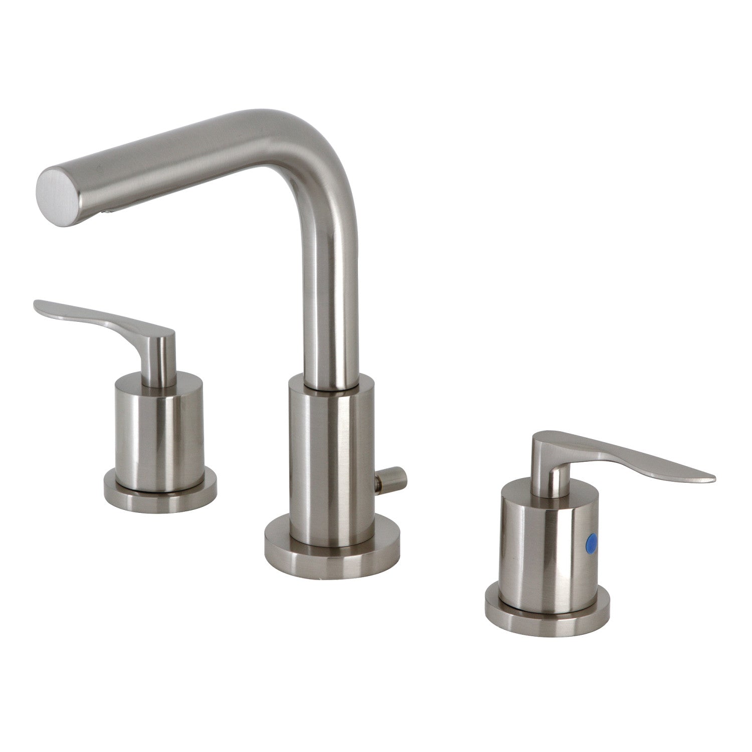 Kingston Tulare FSC8958SVL - Serena Two-Handle 3-Hole Deck Mount Widespread Bathroom Faucet with Brass Pop-Up, Brushed Nickel