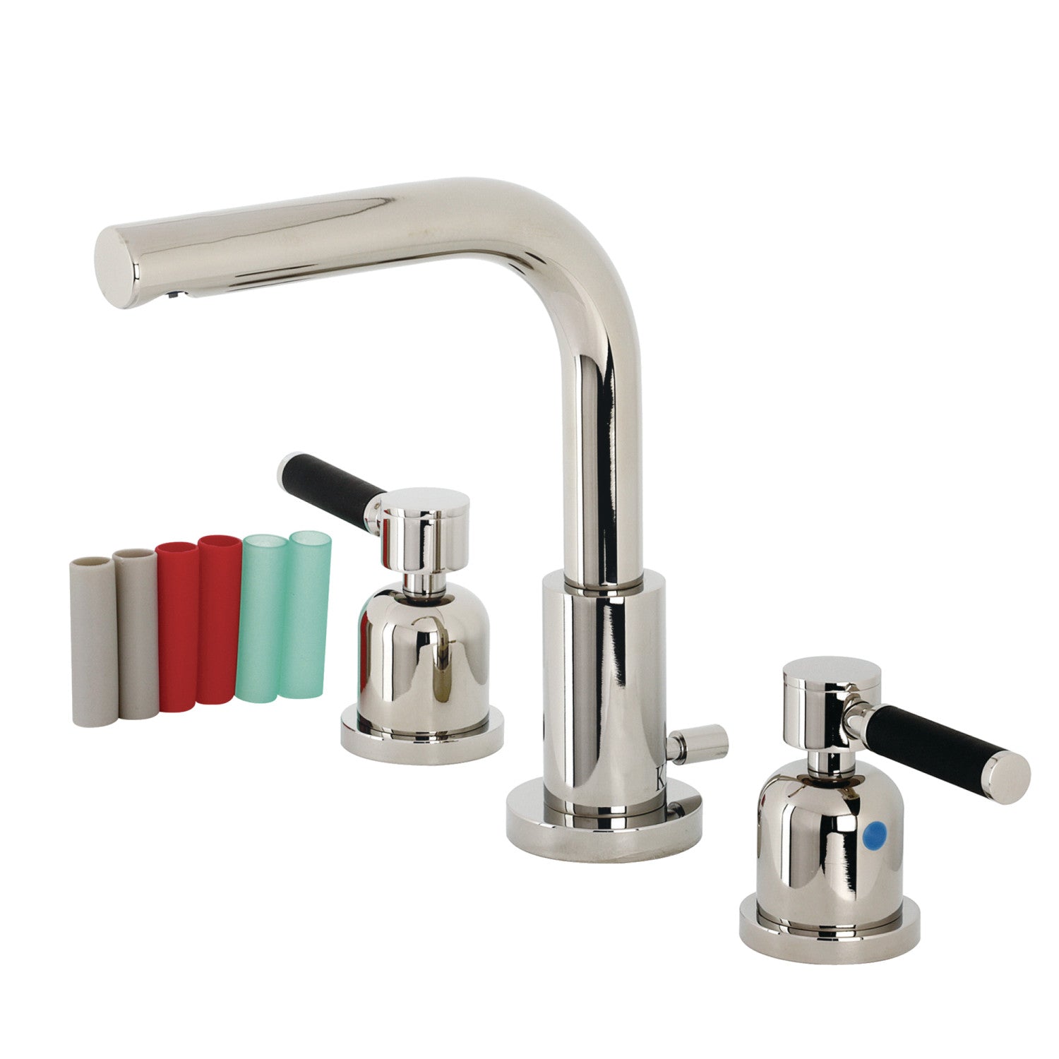 Kingston Sona FSC8959DKL - Kaiser Two-Handle 3-Hole Deck Mount Widespread Bathroom Faucet with Brass Pop-Up, Polished Nickel