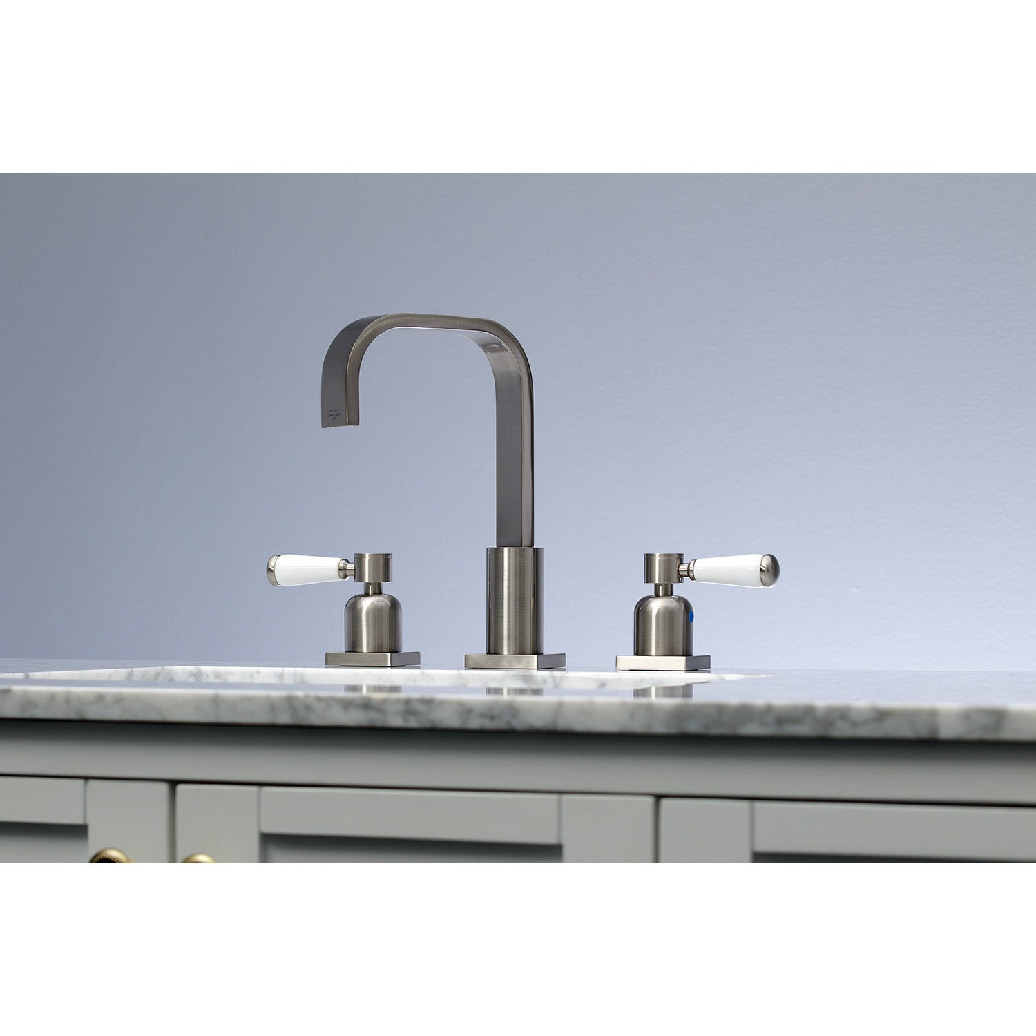 Kingston Tulare FSC8968DPL - Paris Two-Handle 3-Hole Deck Mount Widespread Bathroom Faucet with Pop-Up Drain, Brushed Nickel — thumbnail 3