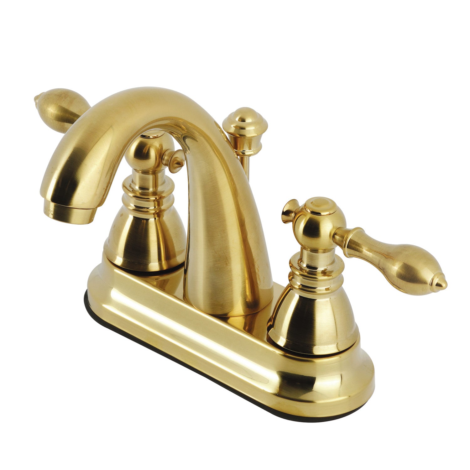 Kingston Tulare FSY5613ACL - American Classic Double-Handle 3-Hole Deck Mount 4-Inch Centerset Bathroom Faucet with Pop-Up Drain, Brushed Brass