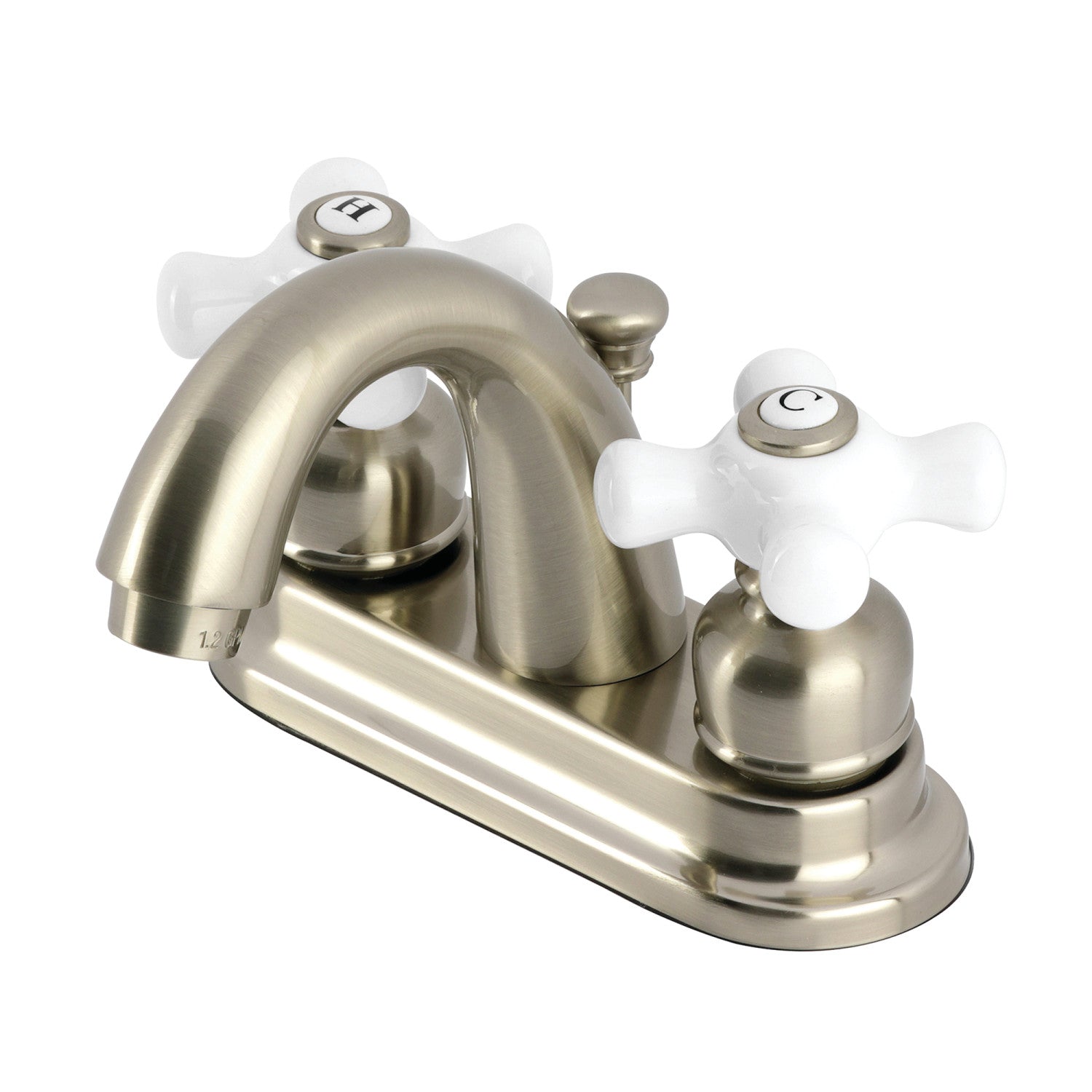 Kingston Heirloom GKB5618PX - Restoration Double-Handle 3-Hole Deck Mount 4-Inch Centerset Bathroom Faucet with Pop-Up Drain, Brushed Nickel