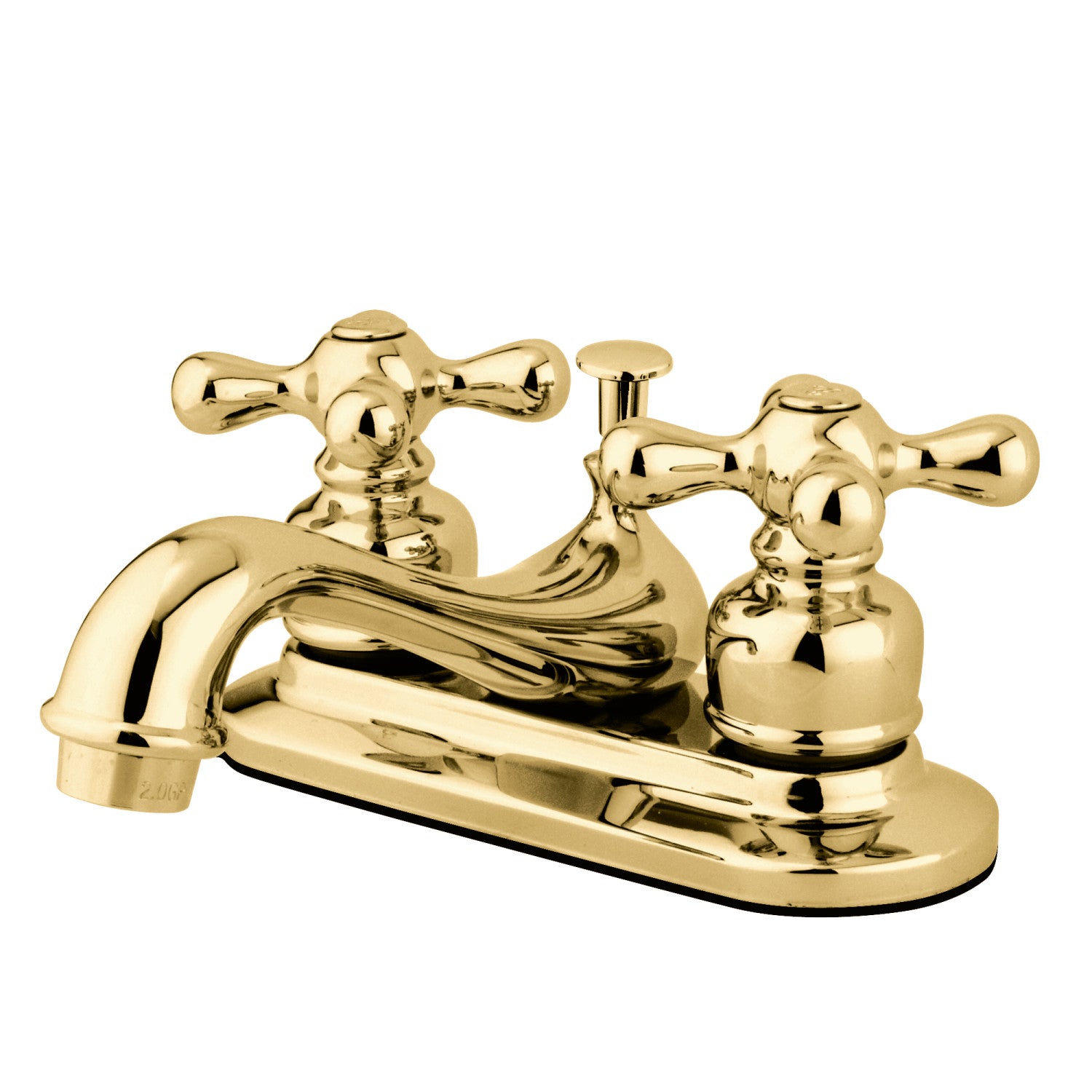 Kingston Heirloom GKB602AX - Restoration Double-Handle 3-Hole Deck Mount 4-Inch Centerset Bathroom Faucet with Pop-Up Drain, Polished Brass — image 1