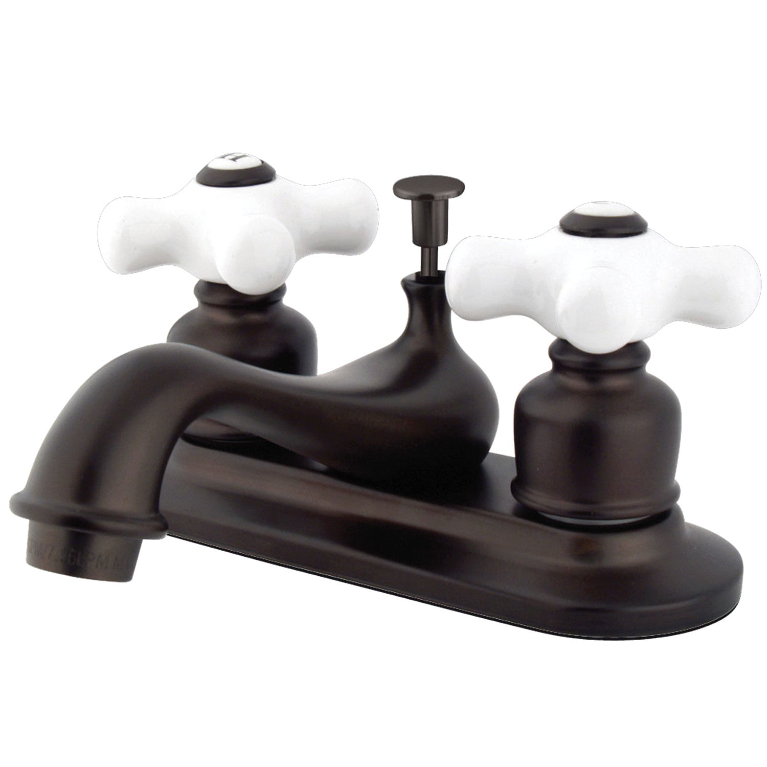 Kingston Heirloom GKB605PX - Restoration Double-Handle 3-Hole Deck Mount 4-Inch Centerset Bathroom Faucet with Pop-Up Drain, Oil Rubbed Bronze
