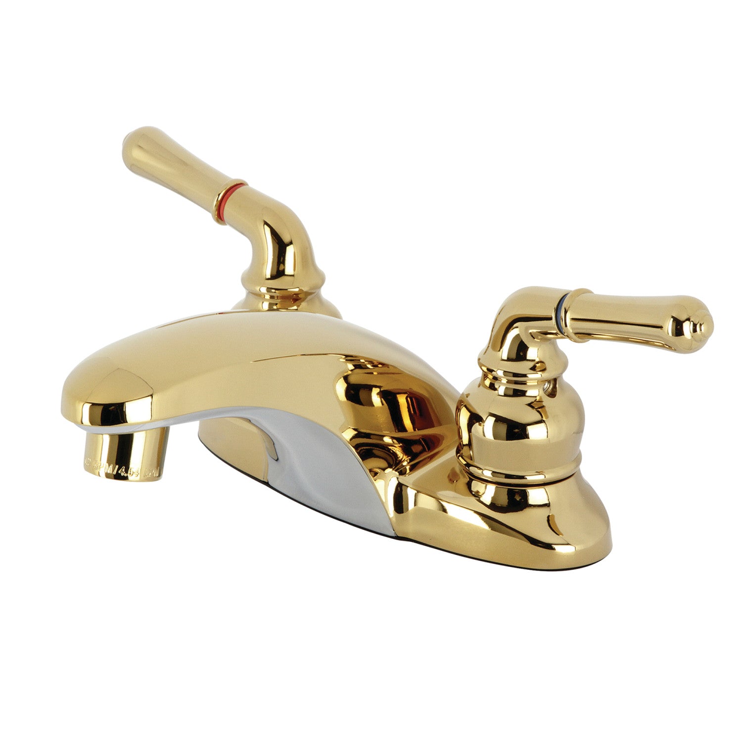 Kingston Tulare GKB622LP - Magellan Double-Handle 3-Hole Deck Mount 4-Inch Centerset Bathroom Faucet, Polished Brass