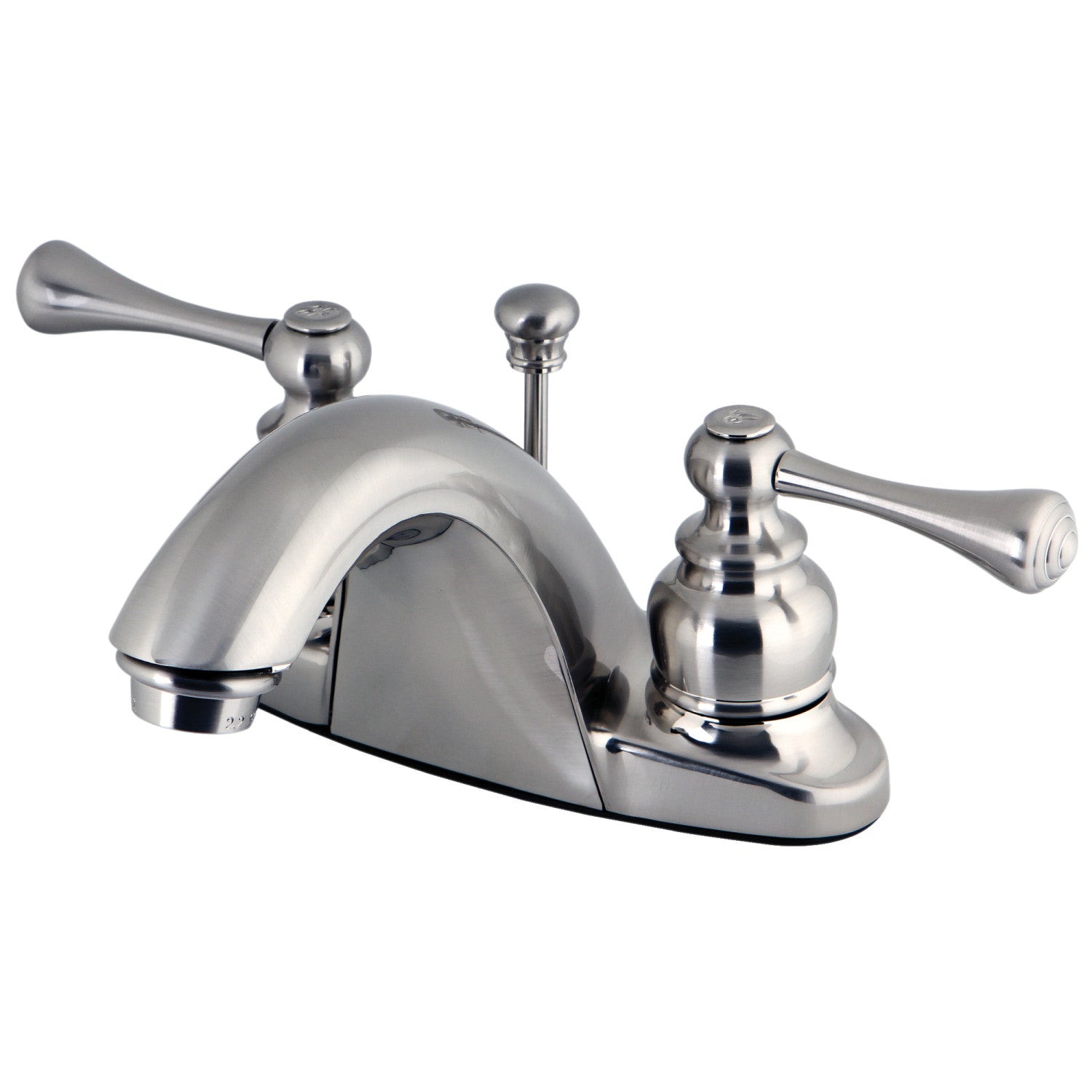 Kingston Tulare GKB7648BL - English Country Double-Handle 3-Hole Deck Mount 4-Inch Centerset Bathroom Faucet with Pop-Up Drain, Brushed Nickel