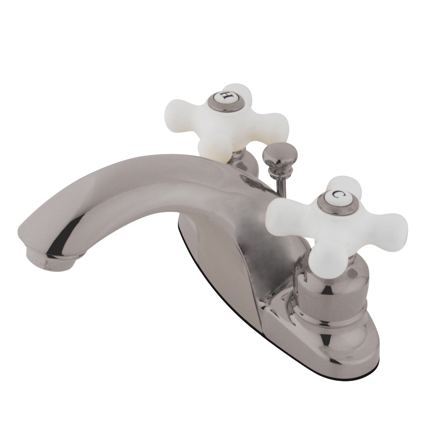 Kingston Tulare GKB7648PX - English Country Double-Handle 3-Hole Deck Mount 4-Inch Centerset Bathroom Faucet with Pop-Up Drain, Brushed Nickel