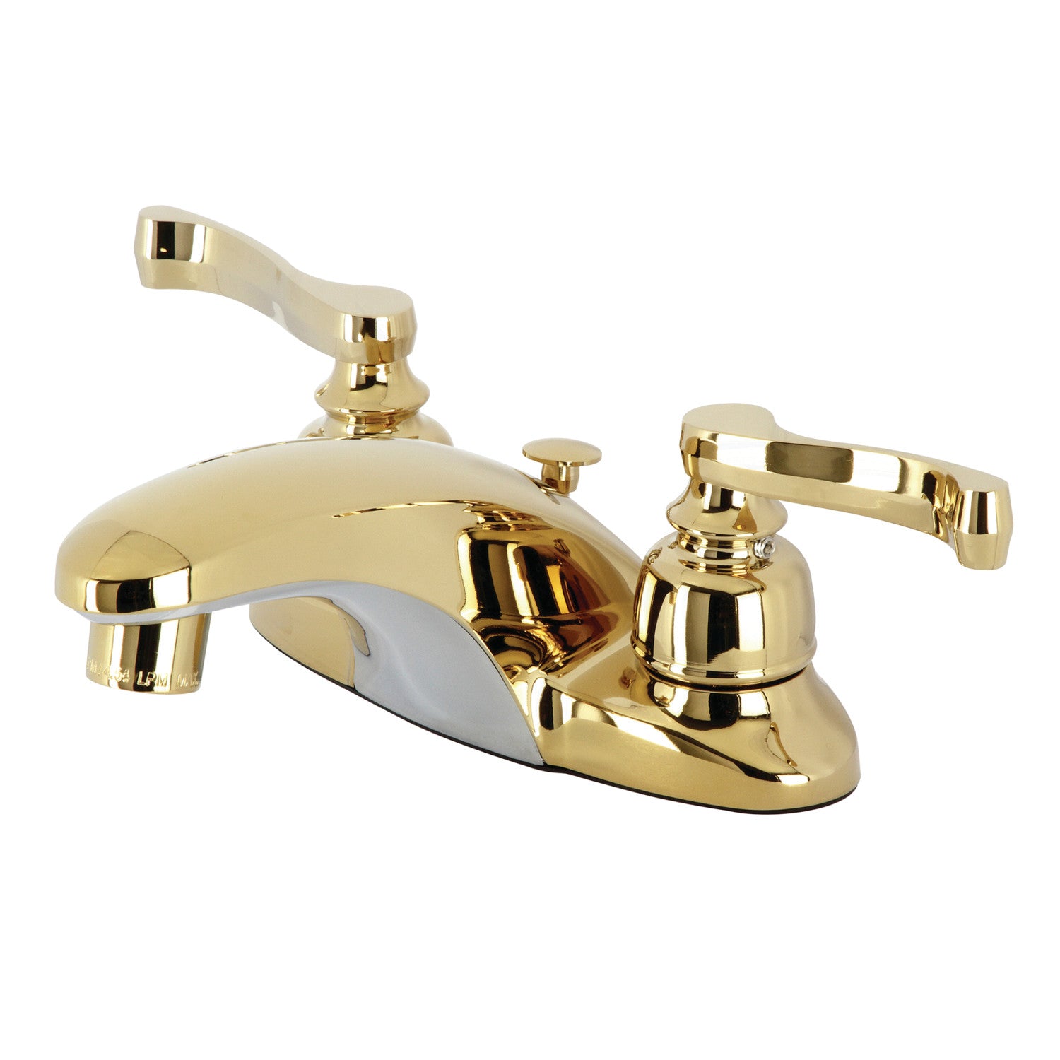 Kingston Tulare GKB8622FL - Royale Double-Handle 3-Hole Deck Mount 4-Inch Centerset Bathroom Faucet with Pop-Up Drain, Polished Brass