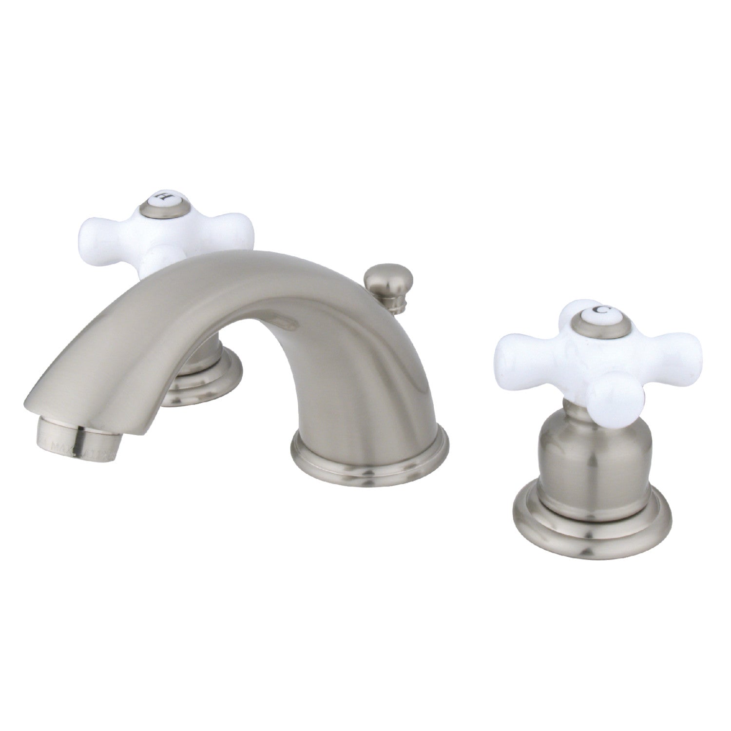 Kingston Heirloom GKB968PX - English Country Two-Handle 3-Hole Deck Mount Widespread Bathroom Faucet with Pop-Up Drain, Brushed Nickel