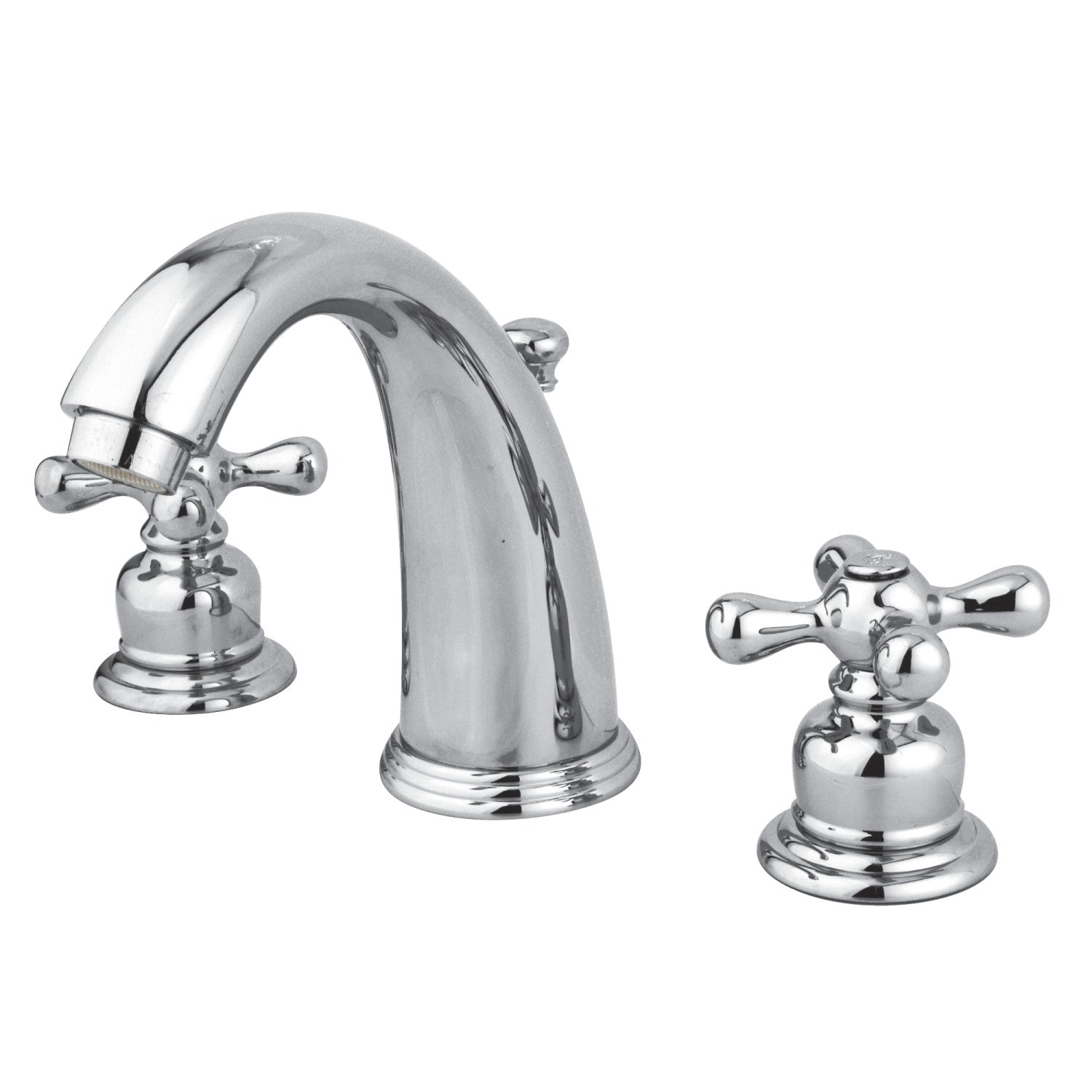 Kingston Heirloom GKB981AX - Victorian Two-Handle 3-Hole Deck Mount Widespread Bathroom Faucet with Pop-Up Drain, Polished Chrome