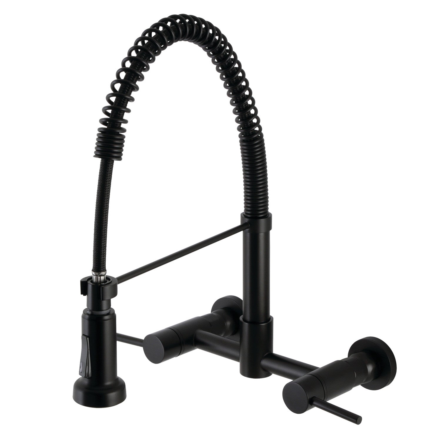 Kingston Sona GS8180DL - Concord Double-Handle 2-Hole Wall-Mount Pre-Rinse Bridge Kitchen Faucet, Matte Black