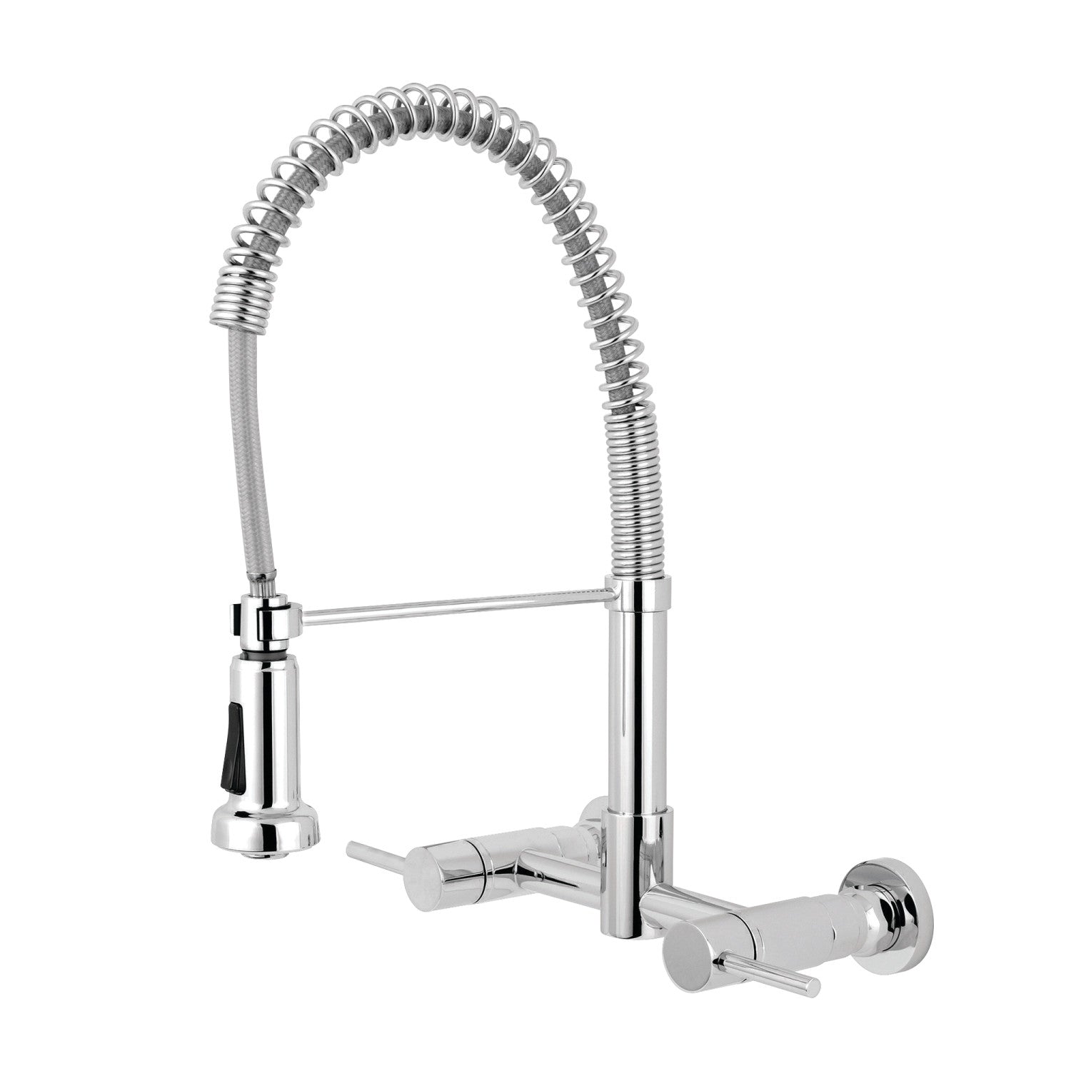 Kingston Sona GS8181DL - Concord Double-Handle 2-Hole Wall-Mount Pre-Rinse Bridge Kitchen Faucet, Polished Chrome