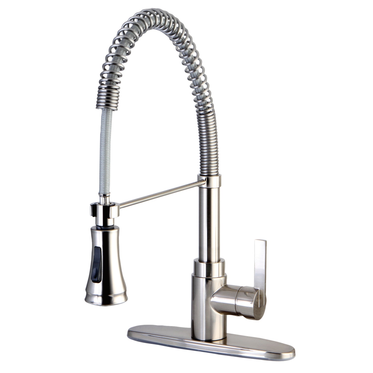 Kingston Sona GSY8878CTL - Continental Single-Handle 1-or-3 Hole Deck Mount Pre-Rinse Kitchen Faucet, Brushed Nickel