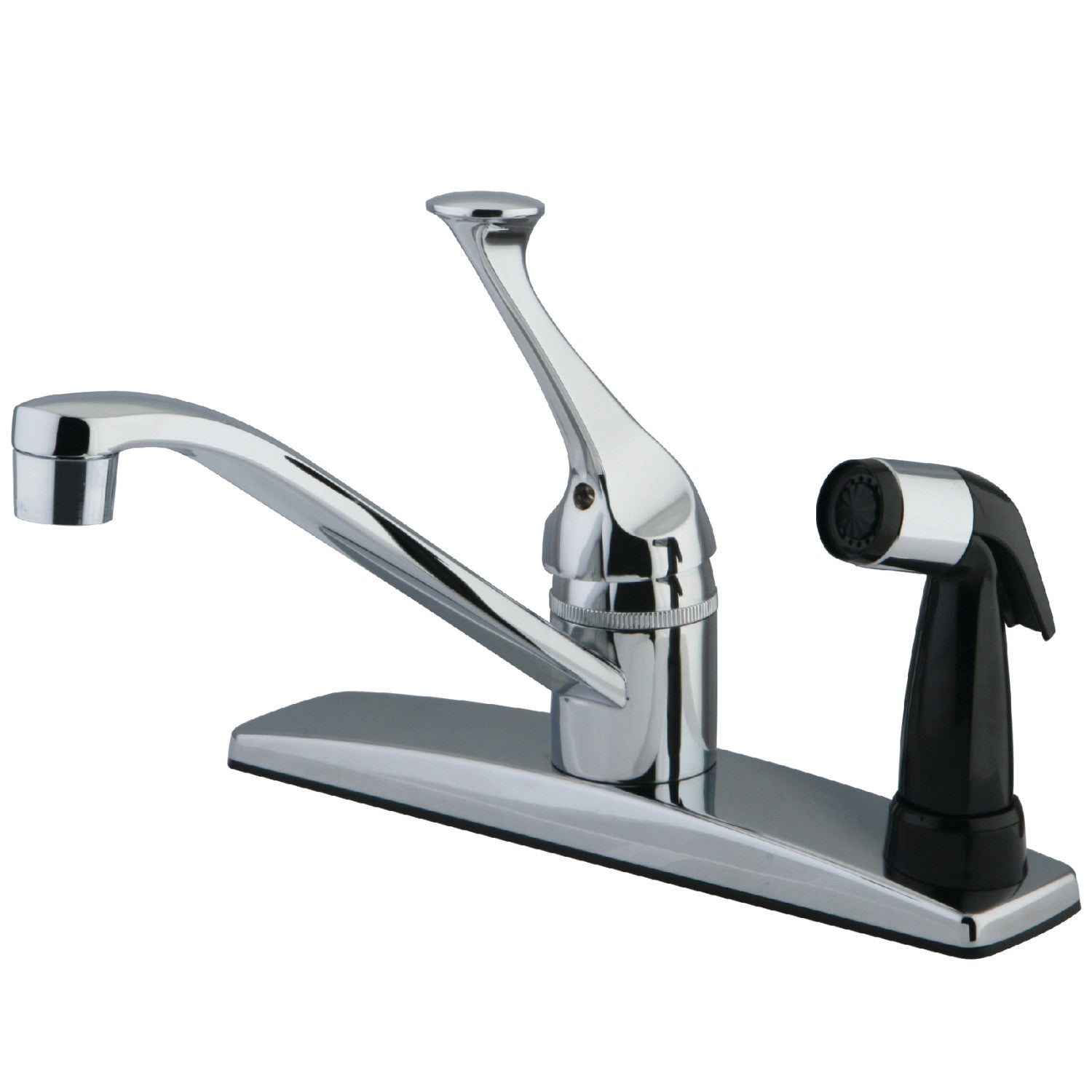 Kingston KB0573 One-Handle 3-Hole 8" Centerset Kitchen Faucet with Side Sprayer, Polished Chrome