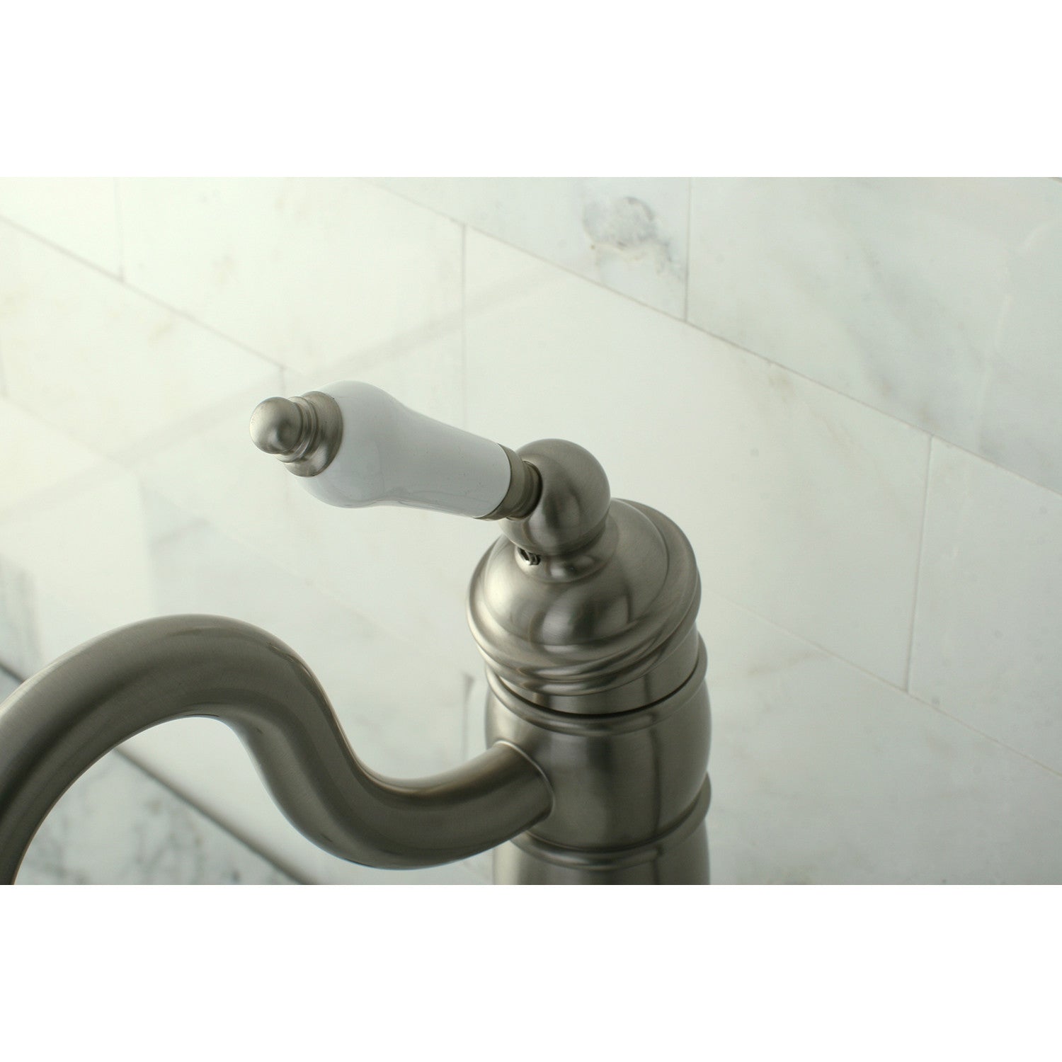 Kingston Heirloom KB1428PL - Heritage Single-Handle 1-Hole Deck Mount Vessel Faucet, Brushed Nickel — thumbnail 3