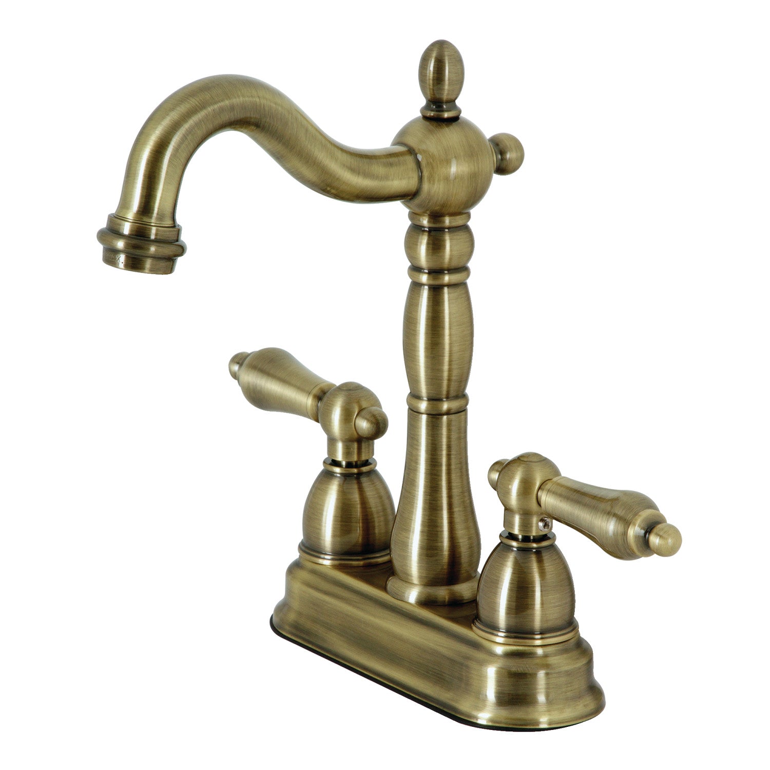 Kingston Heirloom KB1493AL - Heritage Two-Handle 2-Hole Deck Mount Bar Faucet, Antique Brass