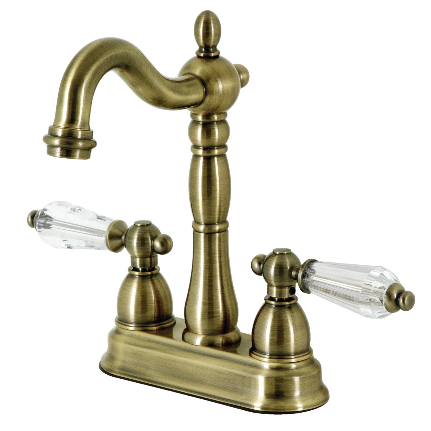 Kingston Heirloom KB1493WLL - Wilshire Two-Handle 2-Hole Deck Mount Bar Faucet, Antique Brass