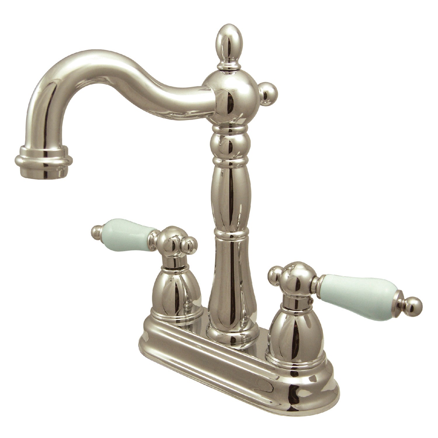 Kingston Heirloom KB1496PL - Heritage Two-Handle 2-Hole Deck Mount Bar Faucet, Polished Nickel