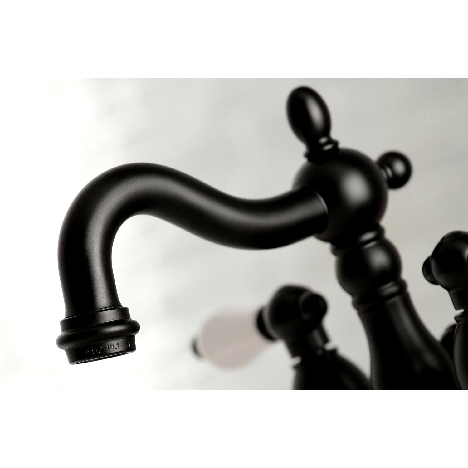 Kingston Heirloom KB1600PL - Heritage Double-Handle 3-Hole Deck Mount 4-Inch Centerset Bathroom Faucet with Pop-Up Drain, Matte Black — thumbnail 2