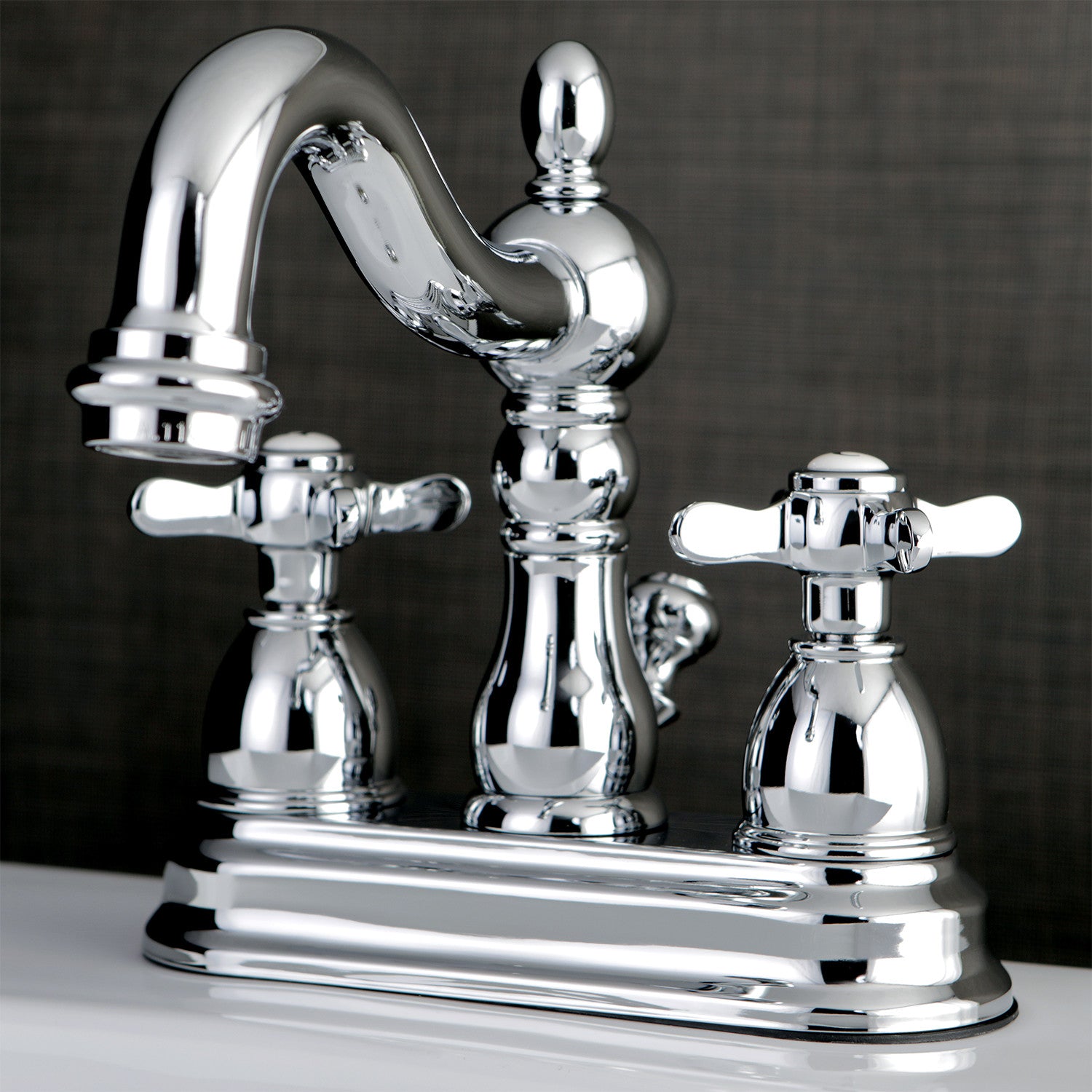 Kingston Heirloom KB1601BEX - Essex Double-Handle 3-Hole Deck Mount 4-Inch Centerset Bathroom Faucet with Pop-Up Drain, Polished Chrome — thumbnail 2
