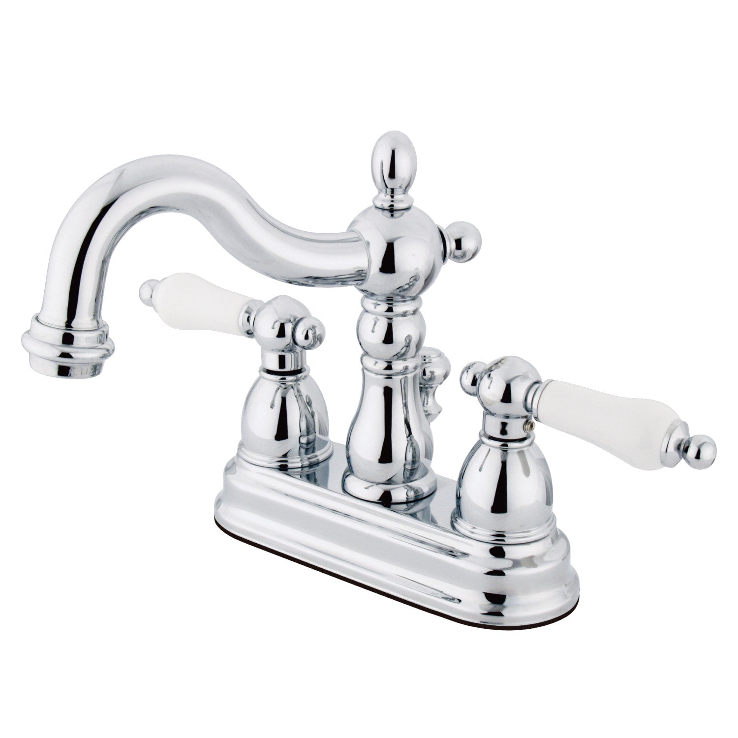 Kingston Heirloom KB1601PL - Heritage Double-Handle 3-Hole Deck Mount 4-Inch Centerset Bathroom Faucet with Pop-Up Drain, Polished Chrome