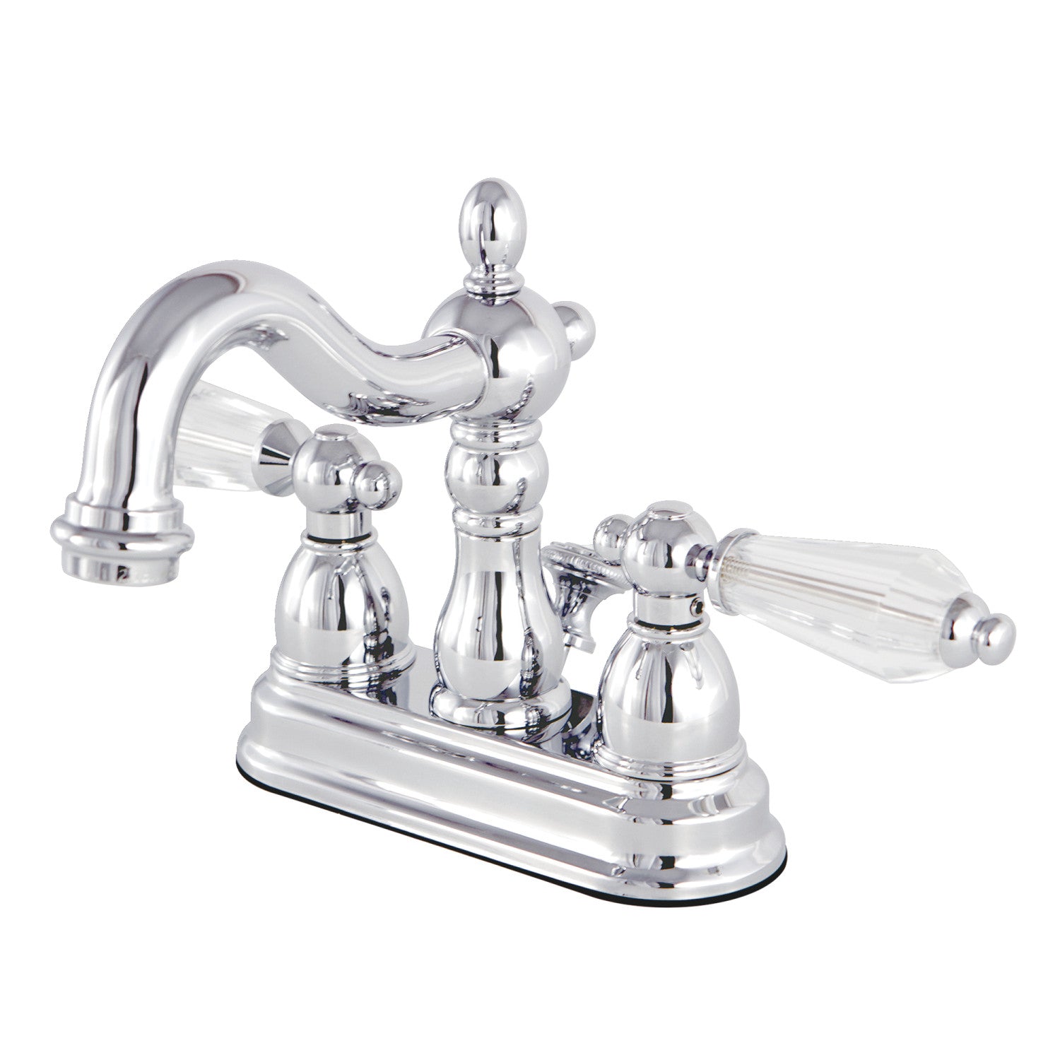 Kingston Heirloom KB1601WLL - Wilshire Double-Handle 3-Hole Deck Mount 4-Inch Centerset Bathroom Faucet with Pop-Up Drain, Polished Chrome