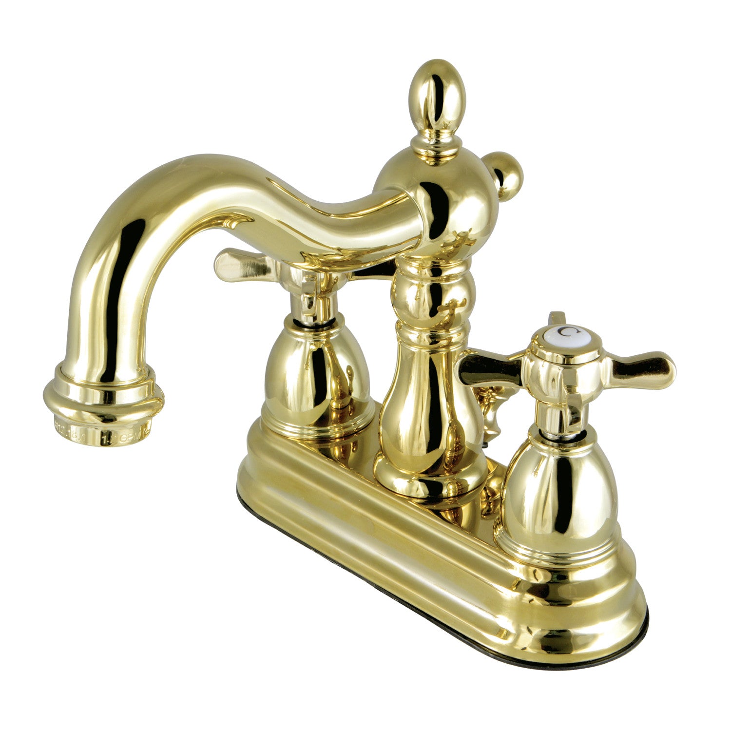 Kingston Heirloom KB1602BEX - Essex Double-Handle 3-Hole Deck Mount 4-Inch Centerset Bathroom Faucet with Pop-Up Drain, Polished Brass
