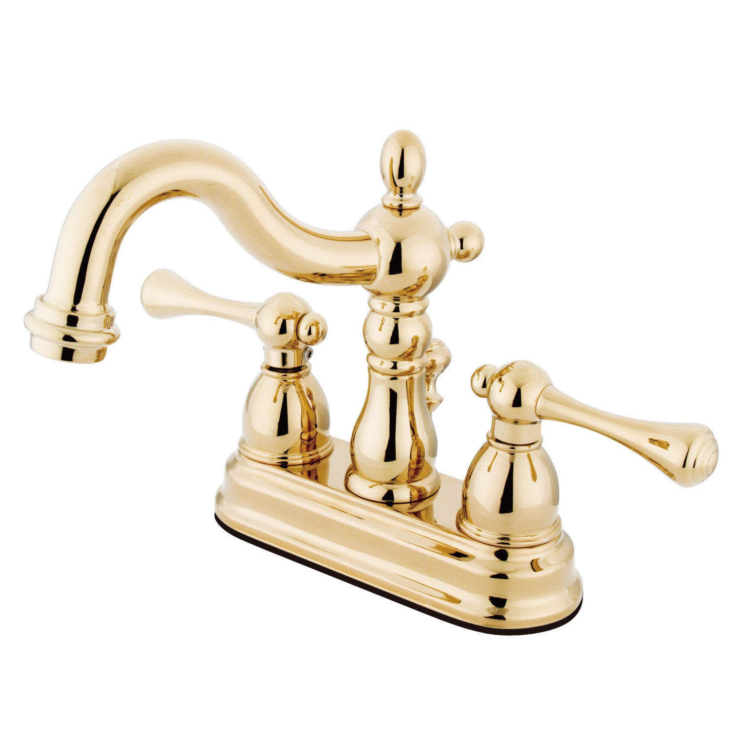 Kingston Heirloom KB1602BL - Heritage Double-Handle 3-Hole Deck Mount 4-Inch Centerset Bathroom Faucet with Pop-Up Drain, Polished Brass