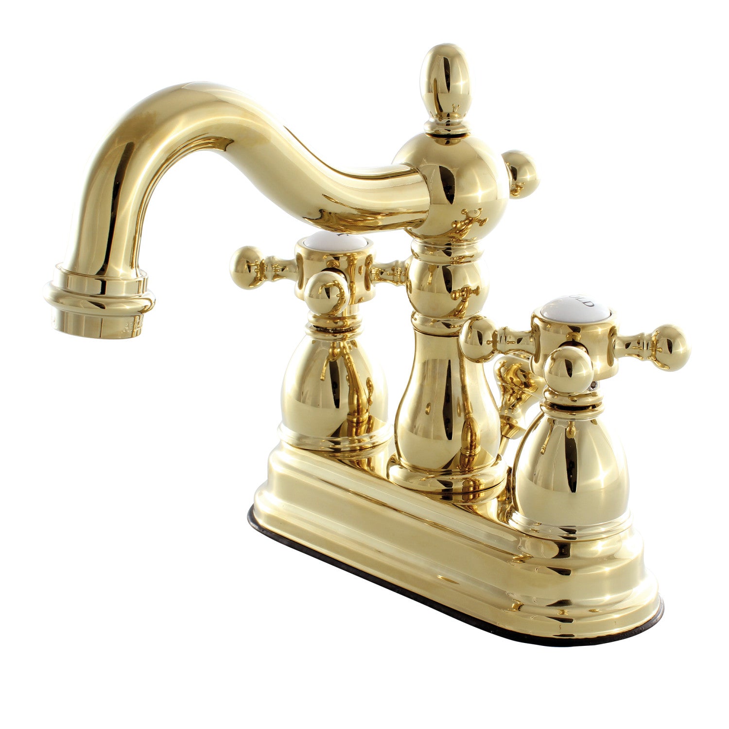 Kingston Heirloom KB1602BX - Heritage Double-Handle 3-Hole Deck Mount 4-Inch Centerset Bathroom Faucet with Pop-Up Drain, Polished Brass — image 1