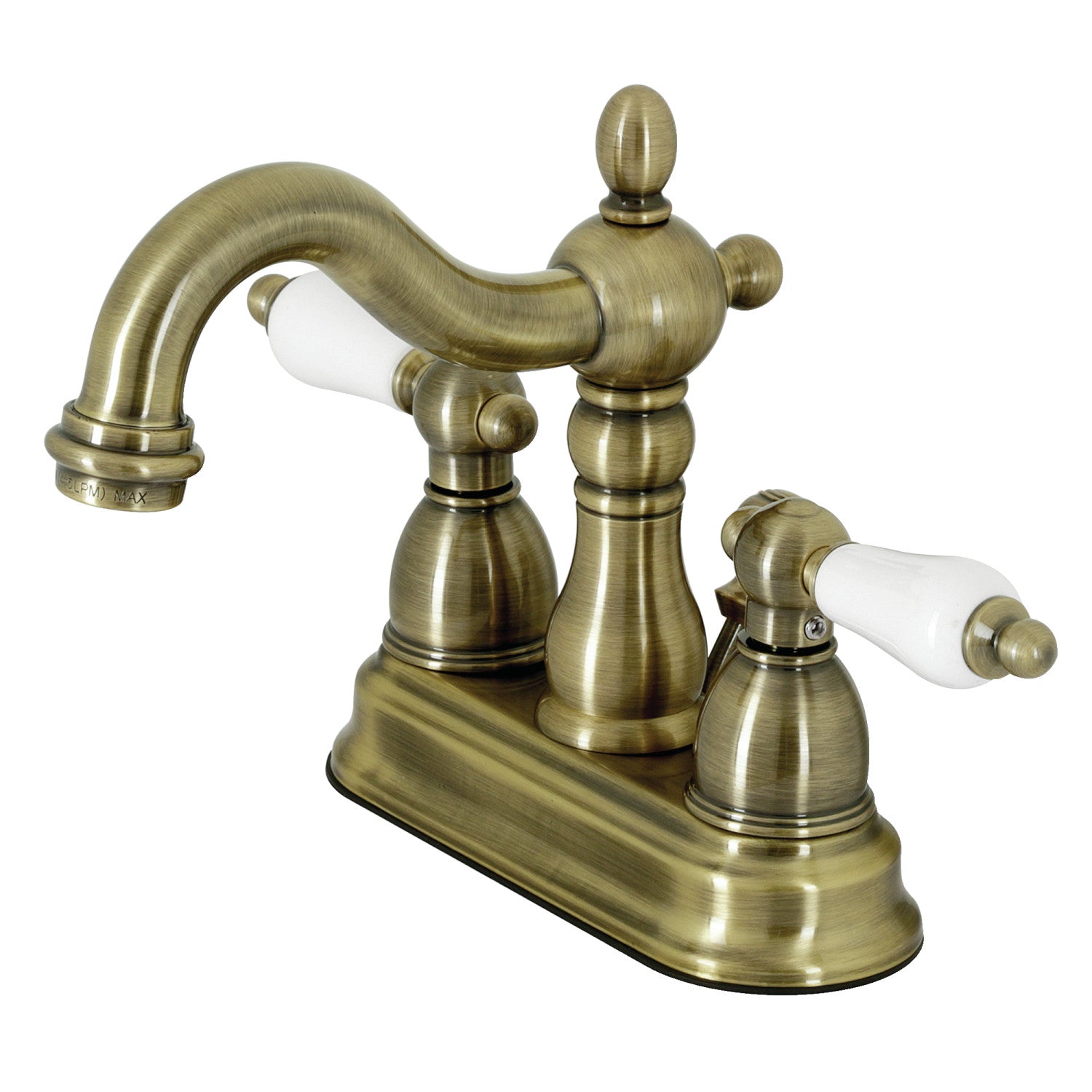 Kingston Heirloom KB1603PL - Heritage Double-Handle 3-Hole Deck Mount 4-Inch Centerset Bathroom Faucet with Pop-Up Drain, Antique Brass — image 1