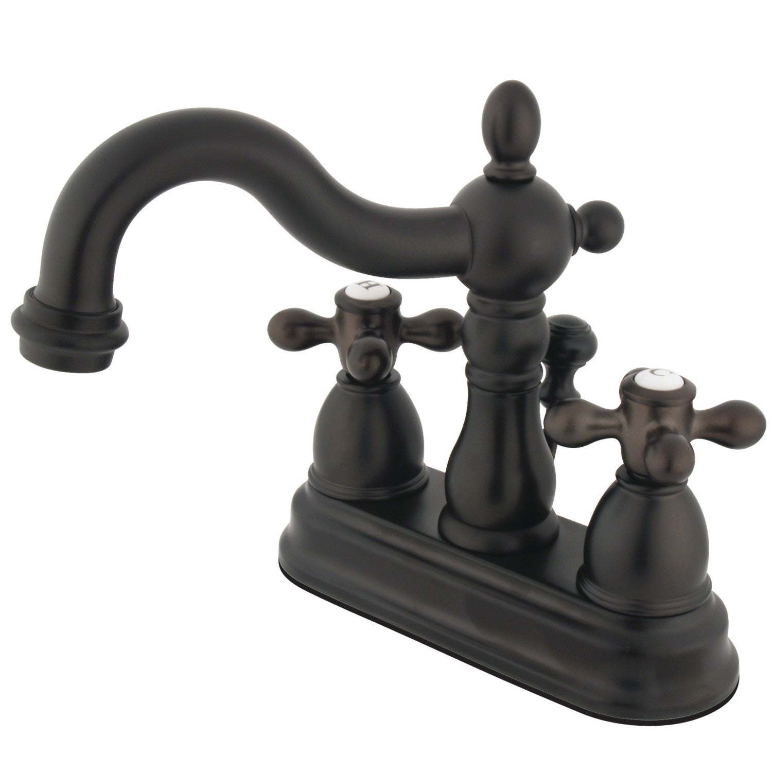 Kingston Heirloom KB1605AX - Heritage Double-Handle 3-Hole Deck Mount 4-Inch Centerset Bathroom Faucet with Pop-Up Drain, Oil Rubbed Bronze