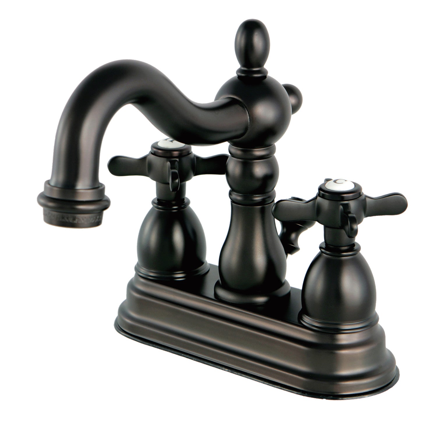 Kingston Heirloom KB1605BEX - Essex Double-Handle 3-Hole Deck Mount 4-Inch Centerset Bathroom Faucet with Pop-Up Drain, Oil Rubbed Bronze