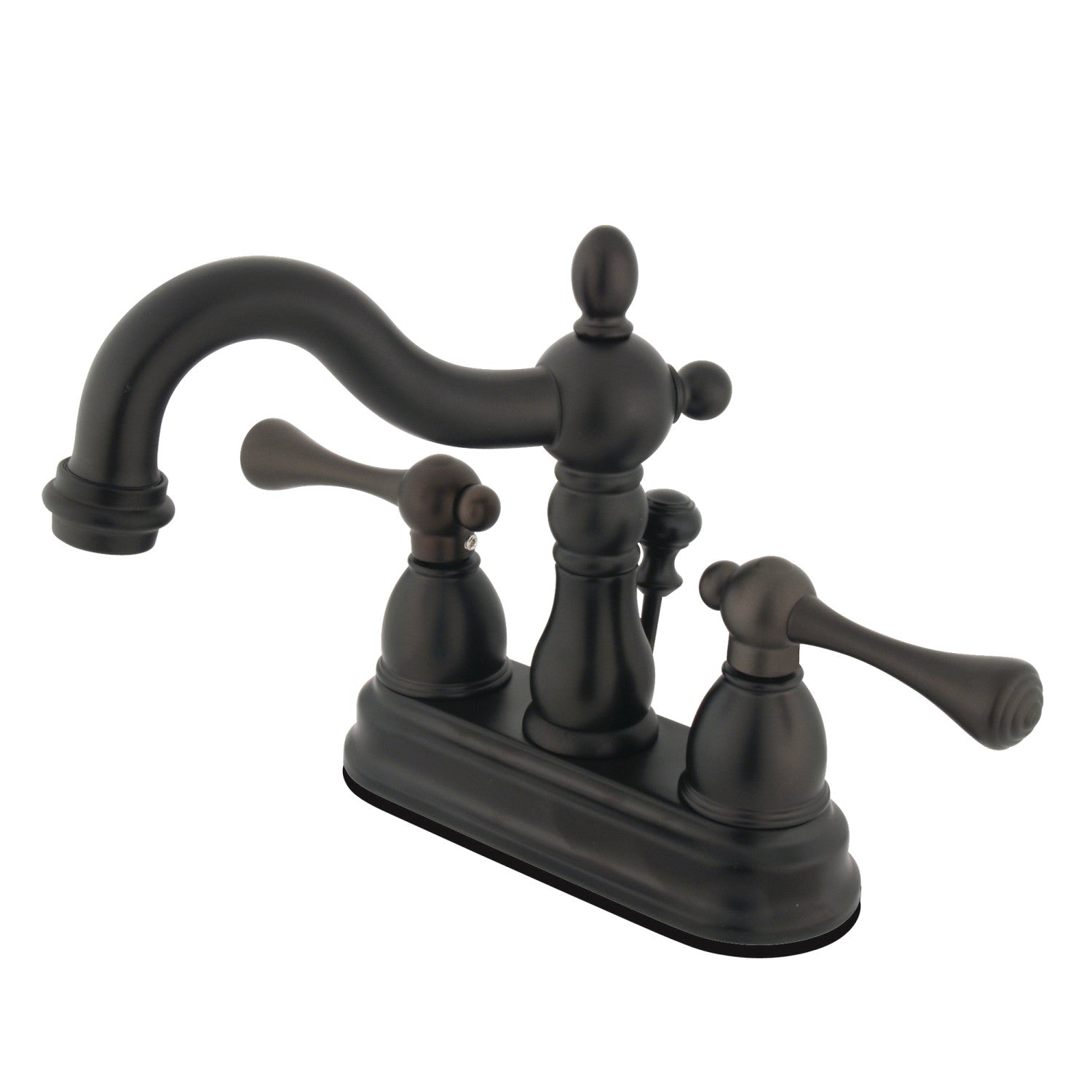 Kingston Heirloom KB1605BL - Heritage Double-Handle 3-Hole Deck Mount 4-Inch Centerset Bathroom Faucet with Pop-Up Drain, Oil Rubbed Bronze