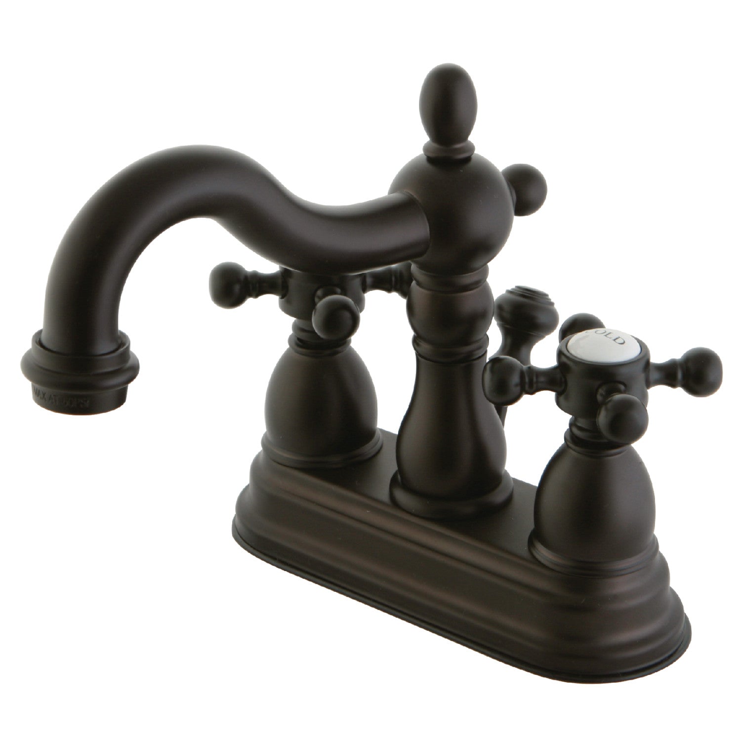 Kingston Heirloom KB1605BX - Heritage Double-Handle 3-Hole Deck Mount 4-Inch Centerset Bathroom Faucet with Pop-Up Drain, Oil Rubbed Bronze