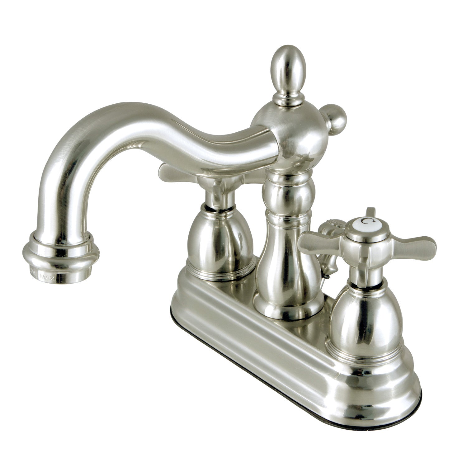 Kingston Heirloom KB1608BEX - Essex Double-Handle 3-Hole Deck Mount 4-Inch Centerset Bathroom Faucet with Pop-Up Drain, Brushed Nickel
