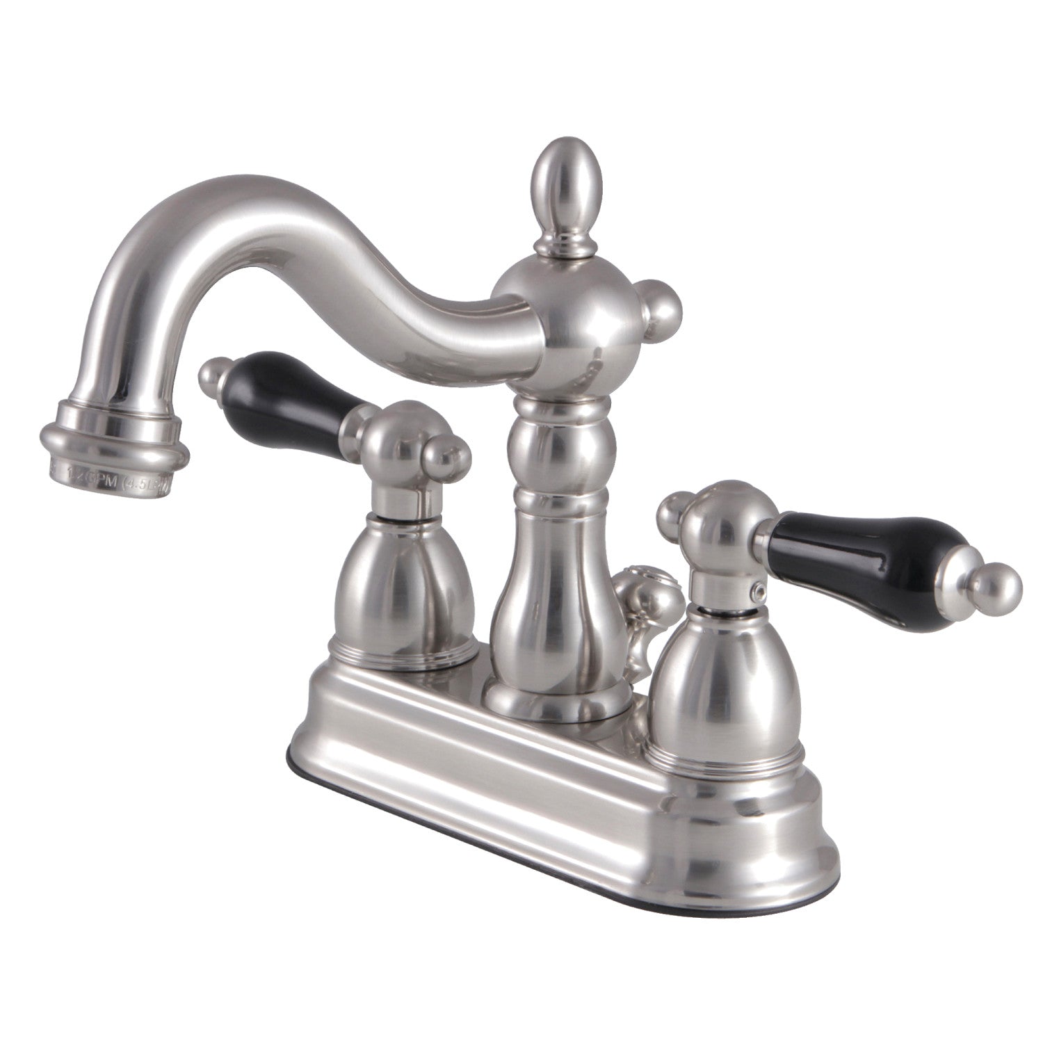 Kingston Heirloom KB1608PKL - Duchess Double-Handle 3-Hole Deck Mount 4-Inch Centerset Bathroom Faucet with Pop-Up Drain, Brushed Nickel — image 1