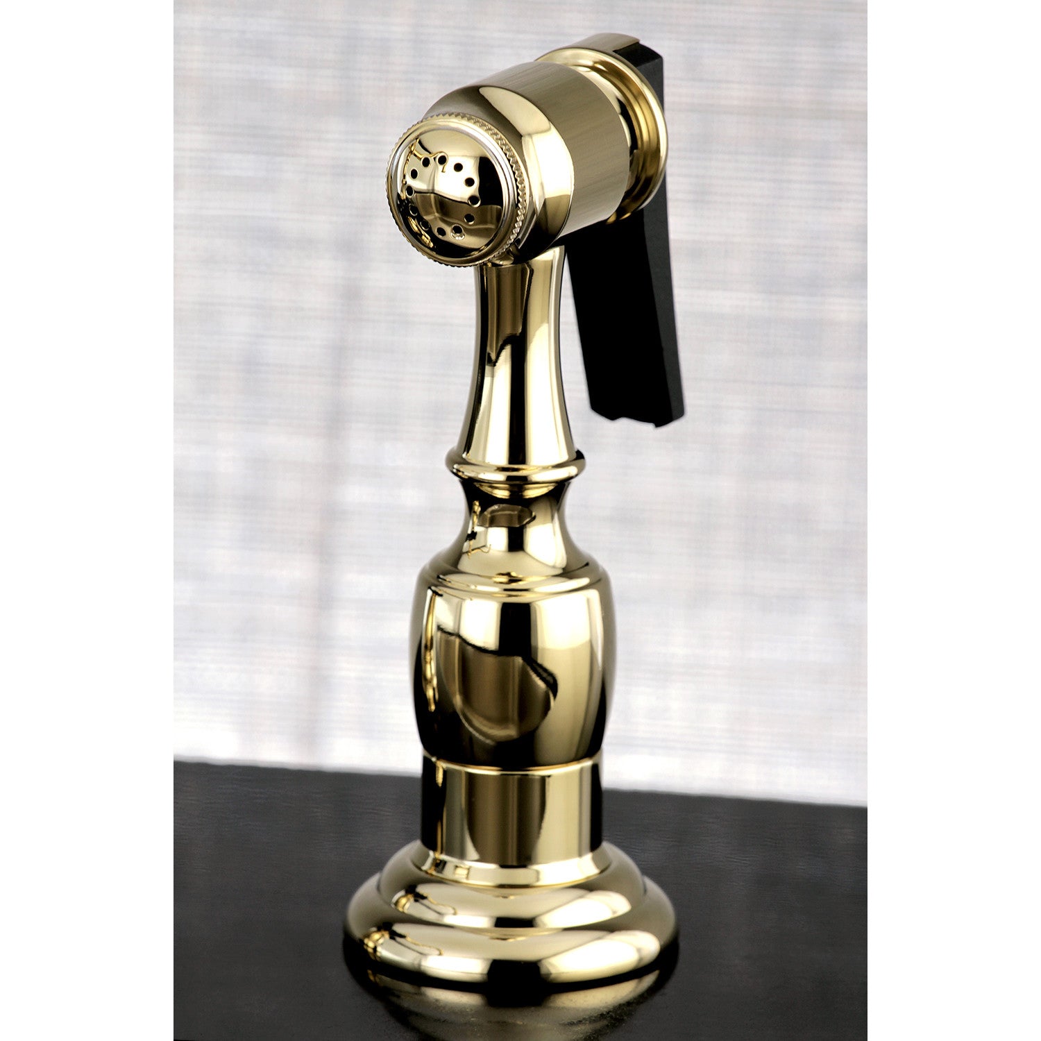 Kingston Heirloom KB1752TALBS - Tudor Two-Handle 4-Hole 8" Centerset Kitchen Faucet with Brass Sprayer, Polished Brass — thumbnail 3