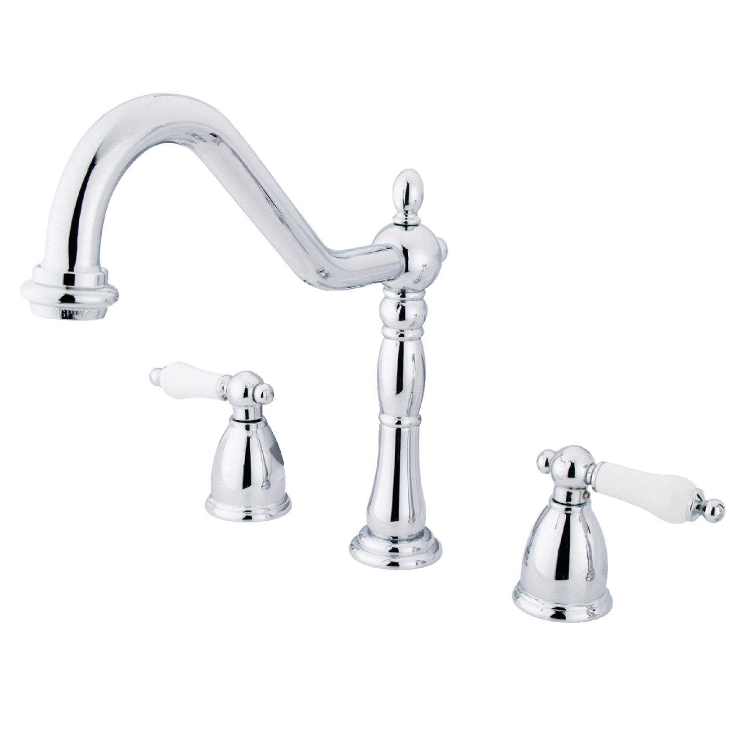 Kingston Heirloom KB1791PLLS - Heritage Double-Handle 3-Hole Widespread Kitchen Faucet, Polished Chrome