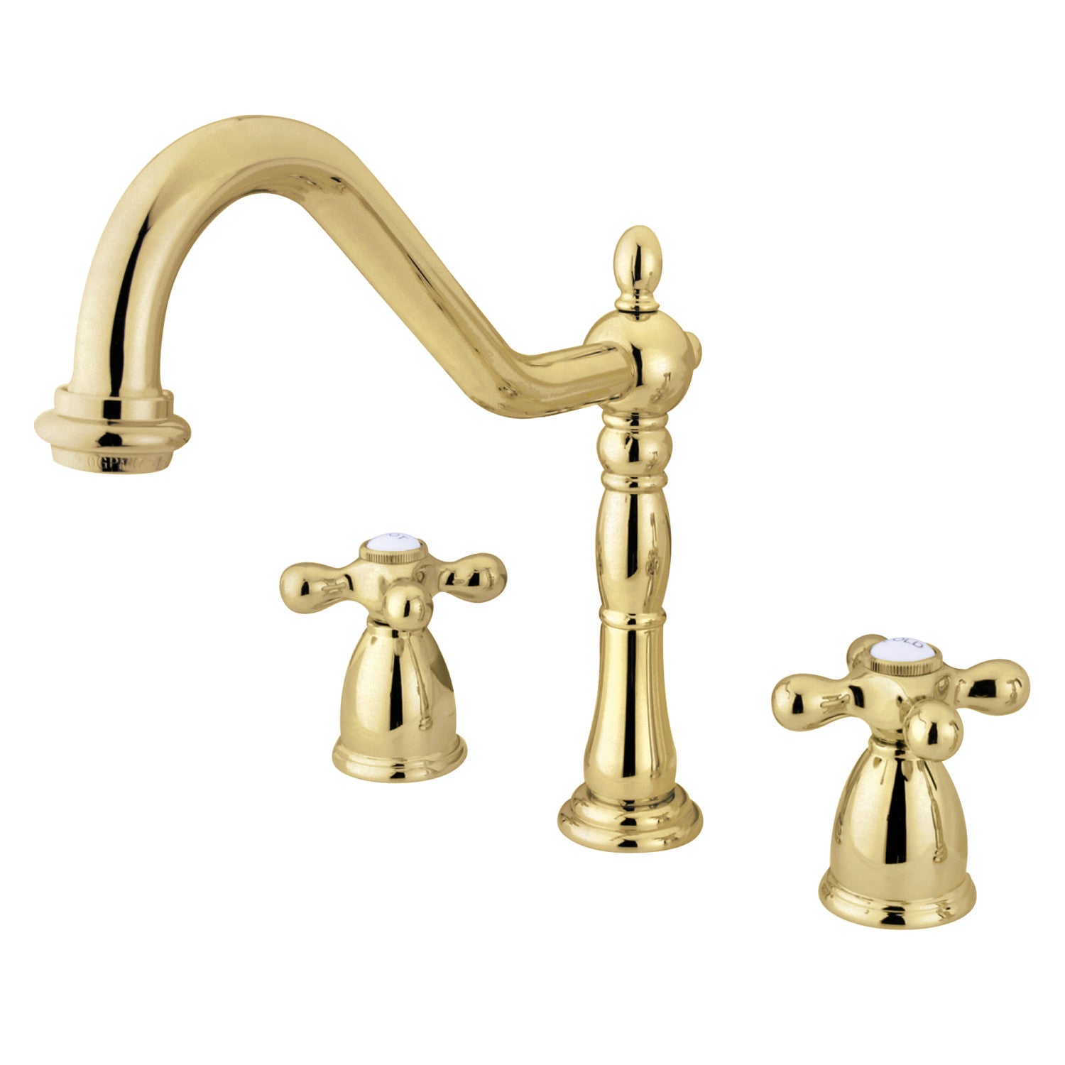Kingston Heirloom KB1792AXLS - Heritage Double-Handle 3-Hole Widespread Kitchen Faucet, Polished Brass
