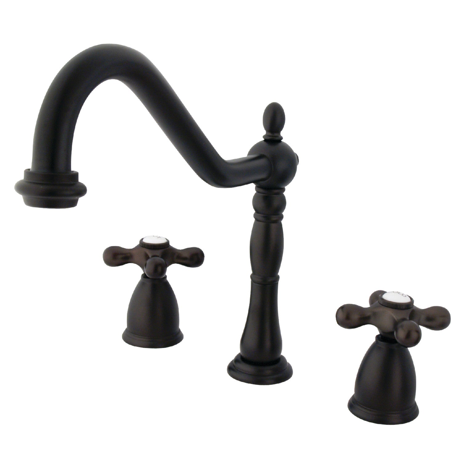 Kingston Heirloom KB1795AXLS - Heritage Double-Handle 3-Hole Widespread Kitchen Faucet, Oil Rubbed Bronze